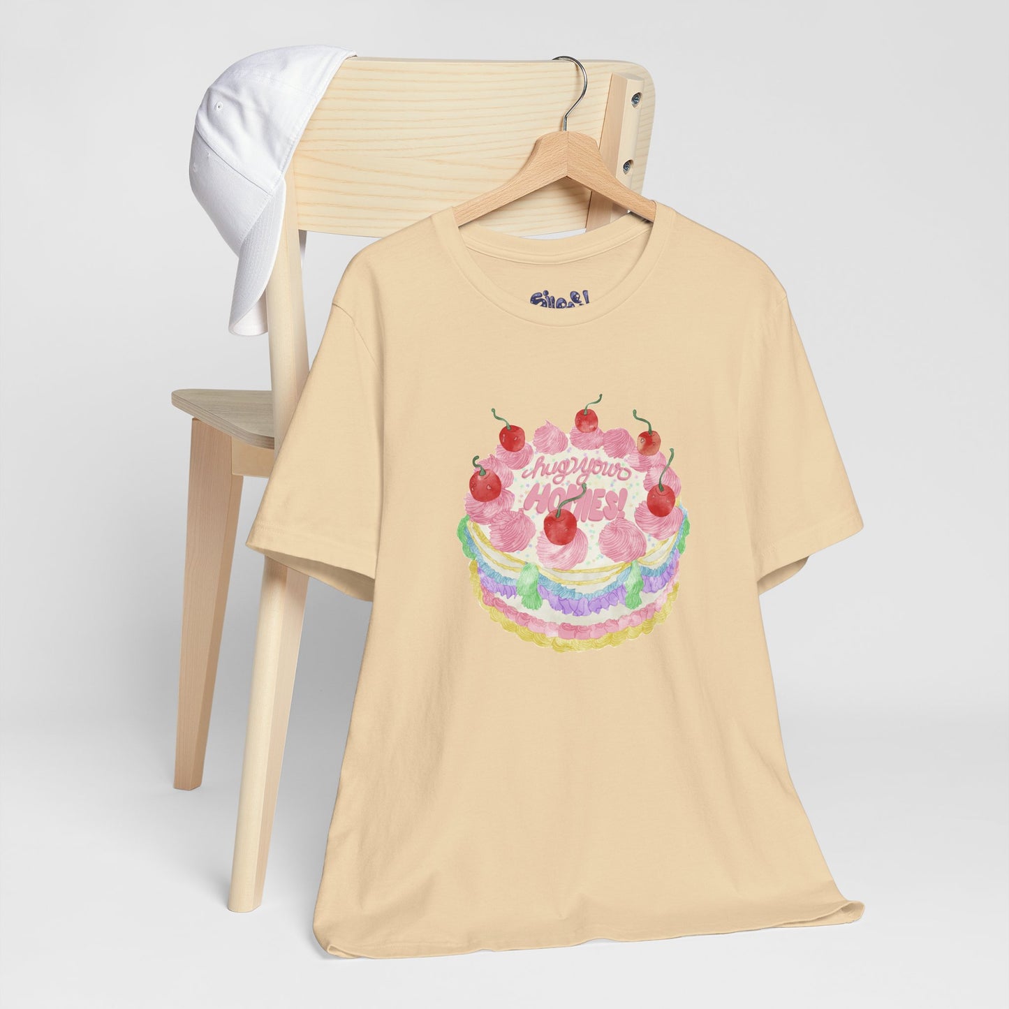 Hug Your Homies Cake Tee - Friendship T-Shirt, Mental Health Shirt, Gift for Teens, Baking Tee, Casual Wear