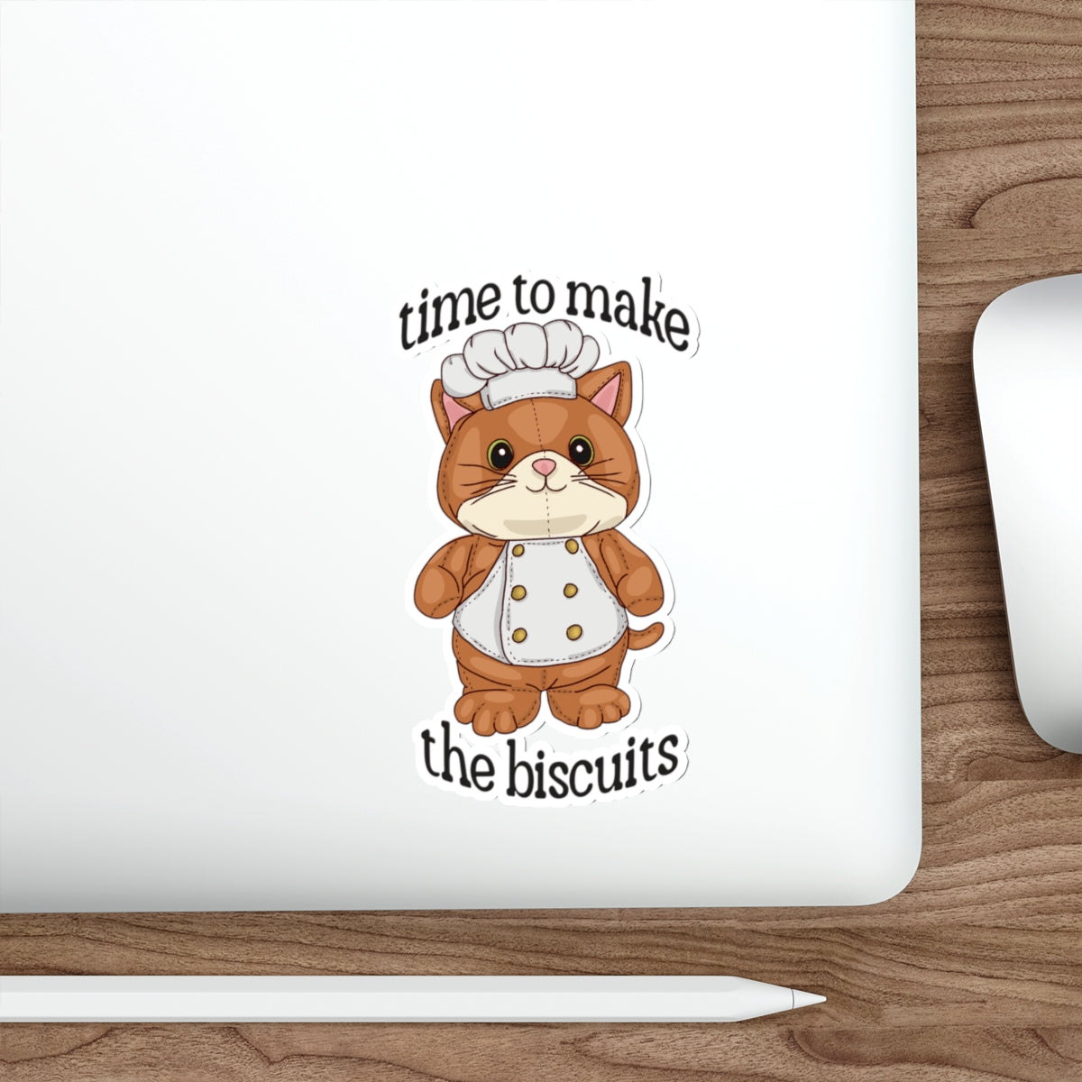 Adorable Cat Chef Waterproof Vinyl Die-Cut Stickers - Cat Lovers, Perfect for Home, School, Water Bottles - Time to Make The Biscuits!
