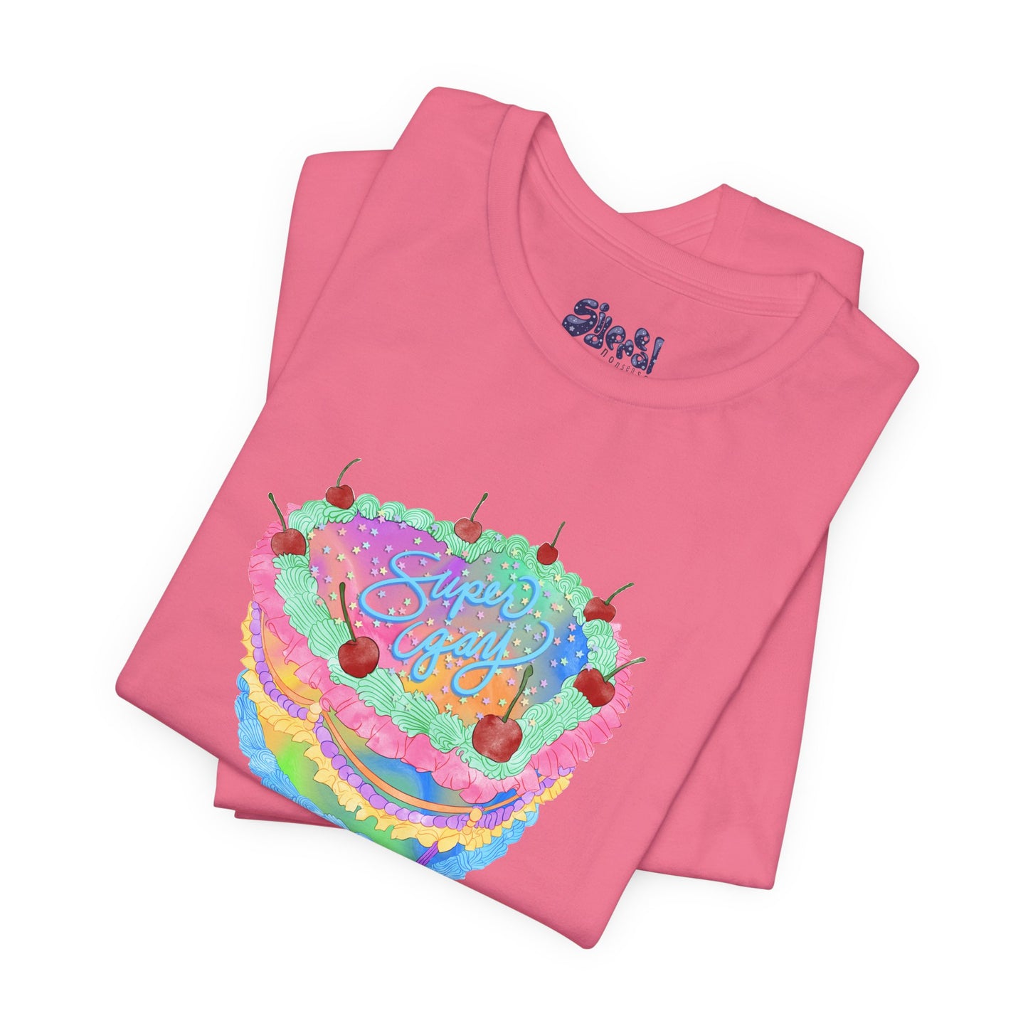 Super Gay Vintage Fancy Cake Tee, Unisex Pride Cakes T-Shirt, Gay Pride Baking Shirt, Casual Baker Apparel