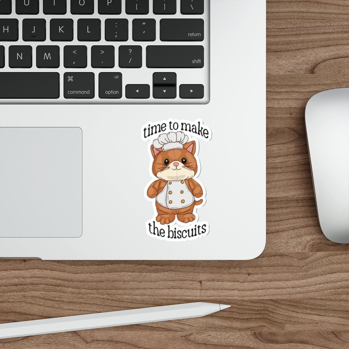 Adorable Cat Chef Waterproof Vinyl Die-Cut Stickers - Cat Lovers, Perfect for Home, School, Water Bottles - Time to Make The Biscuits!