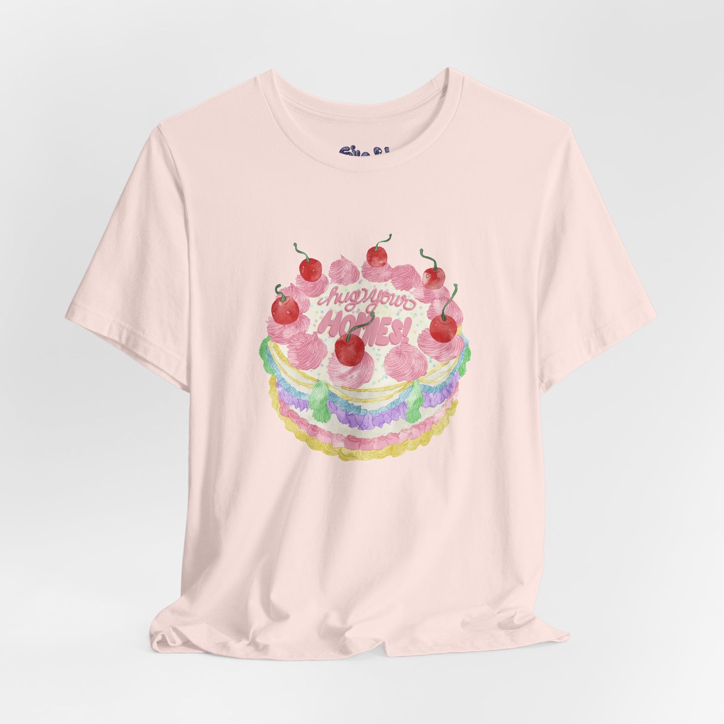 Hug Your Homies Cake Tee - Friendship T-Shirt, Mental Health Shirt, Gift for Teens, Baking Tee, Casual Wear