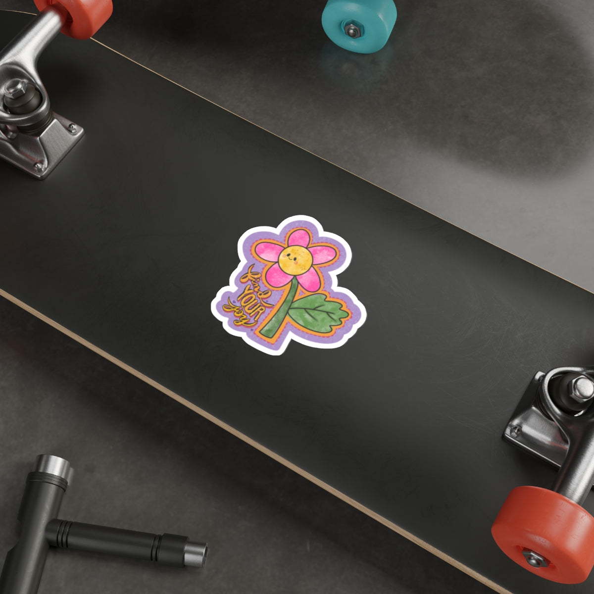 Find Your Joy Joyful Flower Waterproof Vinyl Die-Cut Stickers, Cute Floral Sticker, Mental Health Laptop Decor, Self-Care Gifts, Positive Vibes