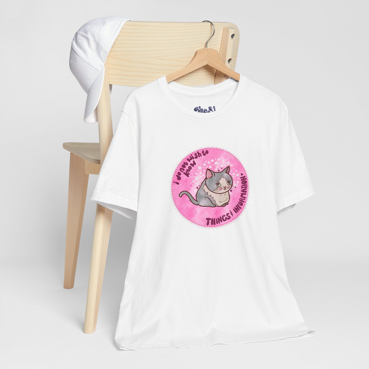 Cute Cat Tee, T-Shirt for Cat People, Things and Information, Mental Health, World Events, Cat Apparel With Funny Quote