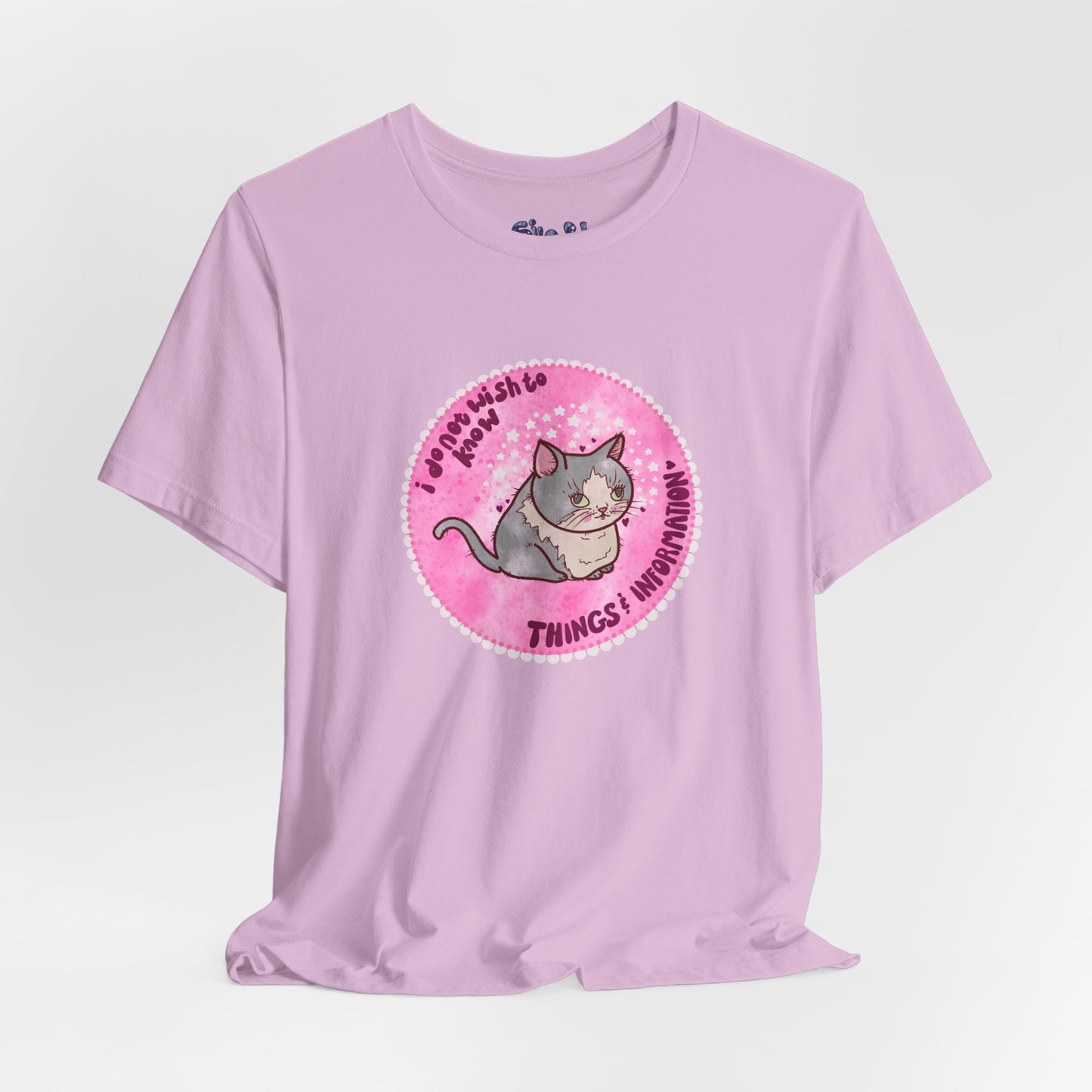Cute Cat Tee, T-Shirt for Cat People, Things and Information, Mental Health, World Events, Cat Apparel With Funny Quote