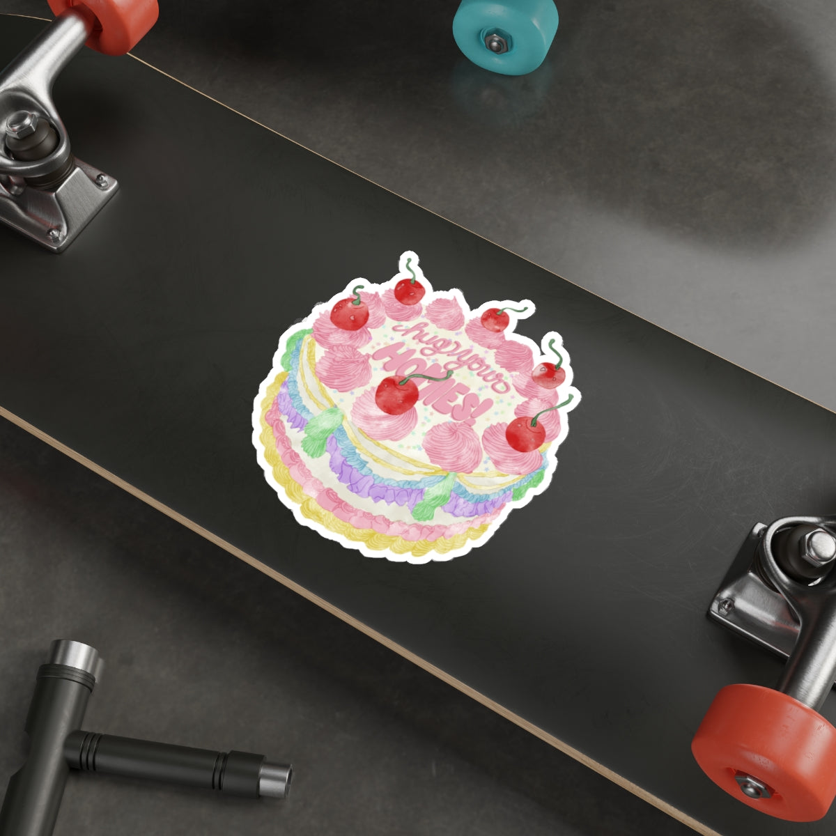 Hug Your Homies Cake Die-Cut Stickers, Mental Health, Positive Decor, Gift for Bakers, Friendship Laptop Decals