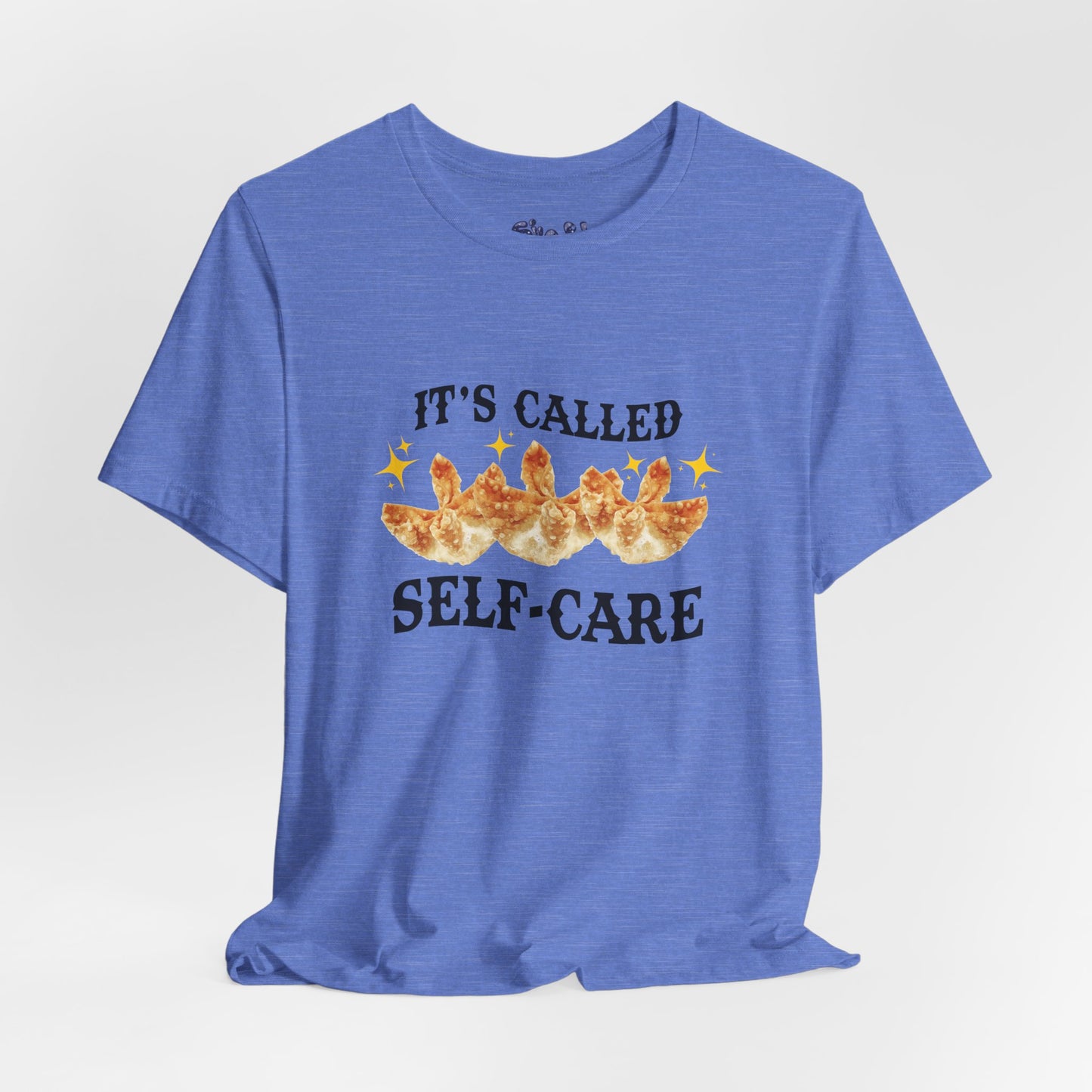 Crab Rangoon Self-Care Short Sleeve Tee, Unisex T-Shirt, Chinese Food Casual Wear, Gift for Foodie, Self Care Quotes, Quirky Motivational Apparel