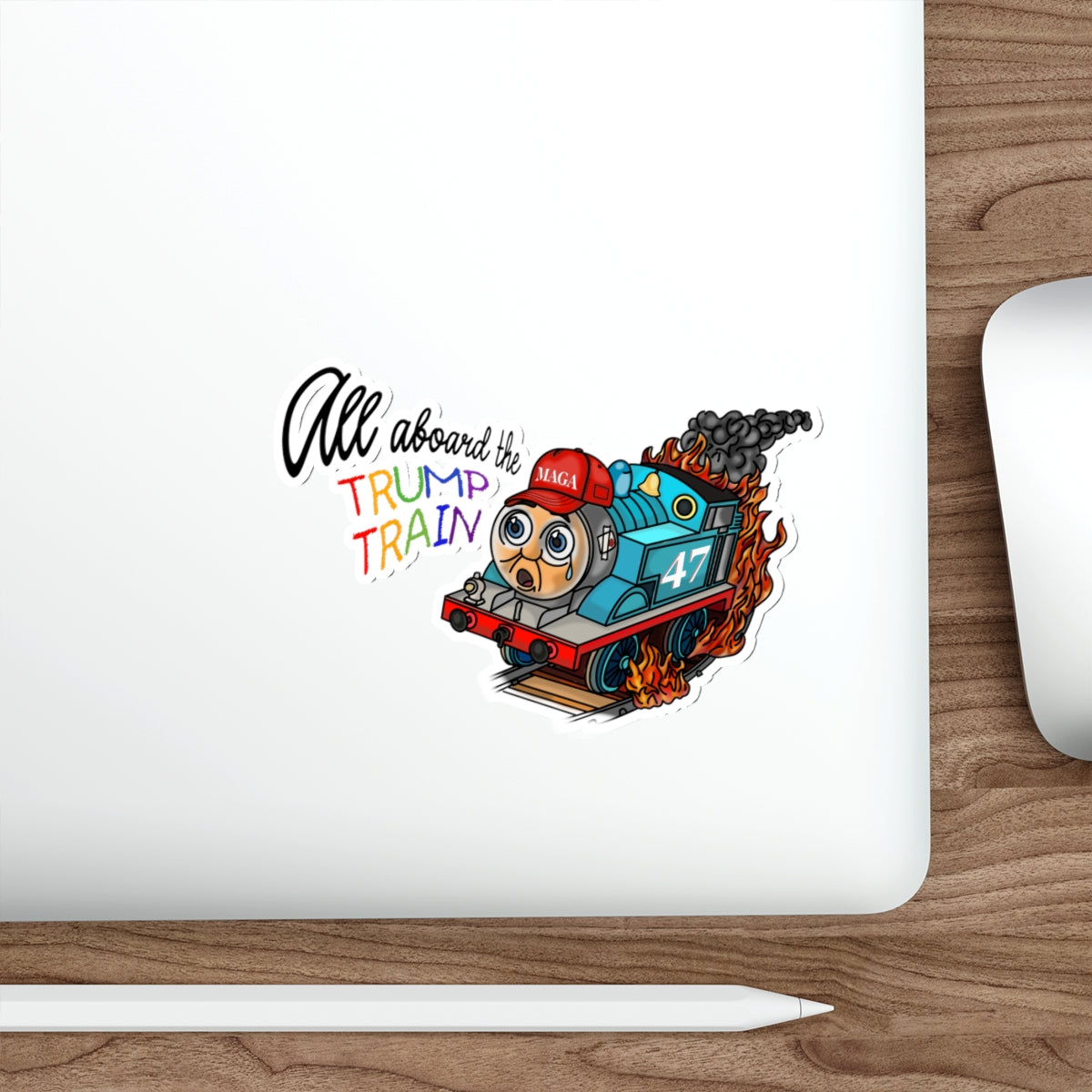 All Aboard The Trump Train Premium Water Resistant Die-Cut Stickers