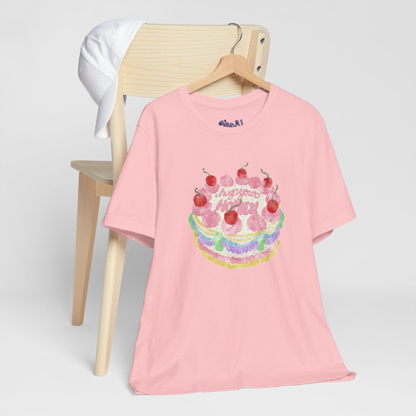 Hug Your Homies Cake Tee - Friendship T-Shirt, Mental Health Shirt, Gift for Teens, Baking Tee, Casual Wear