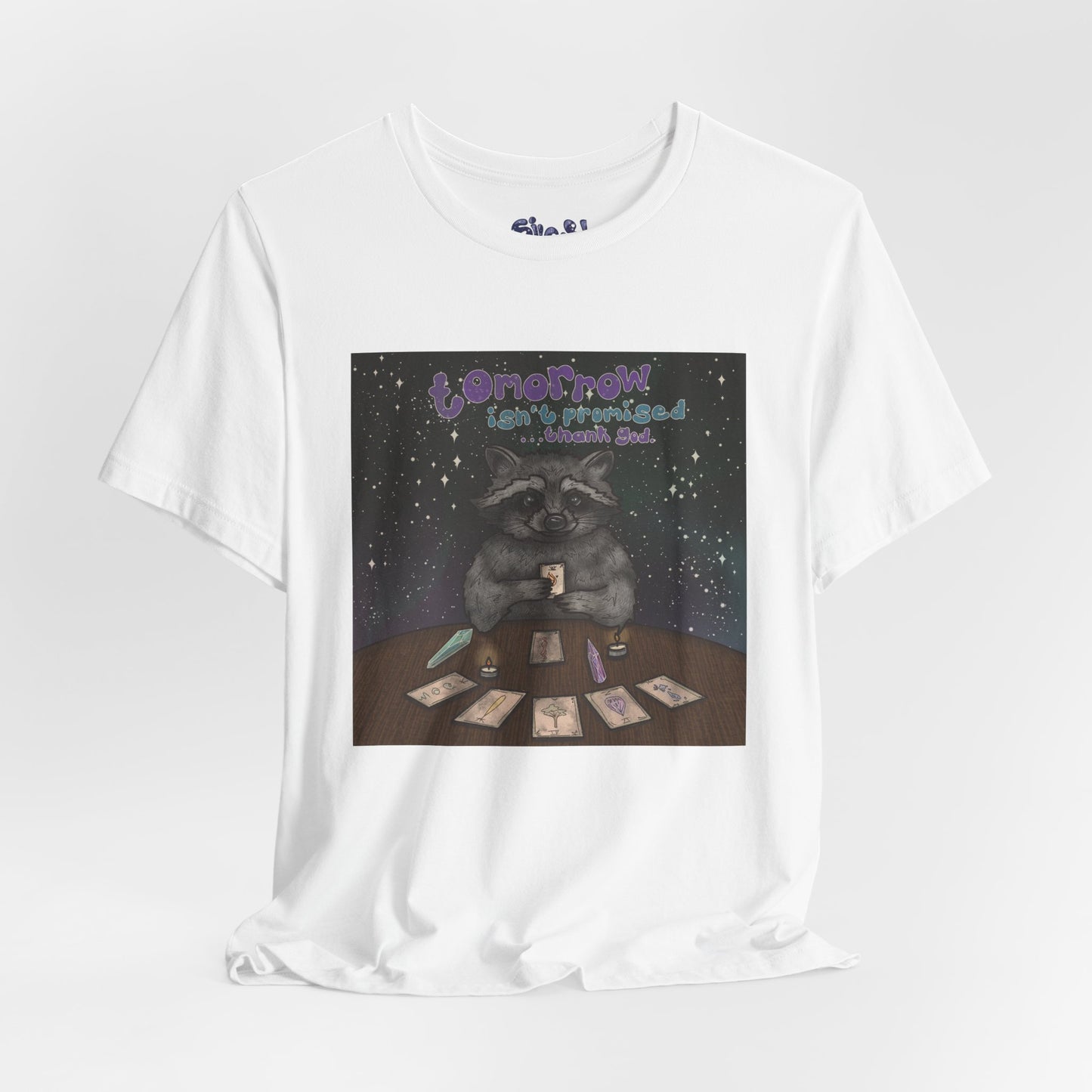 Cosmic Tarot Raccoon Tee - Whimsical Unisex T-Shirt, Trash Panda Gifts, Mystical Apparel, Quirky Casual Wear