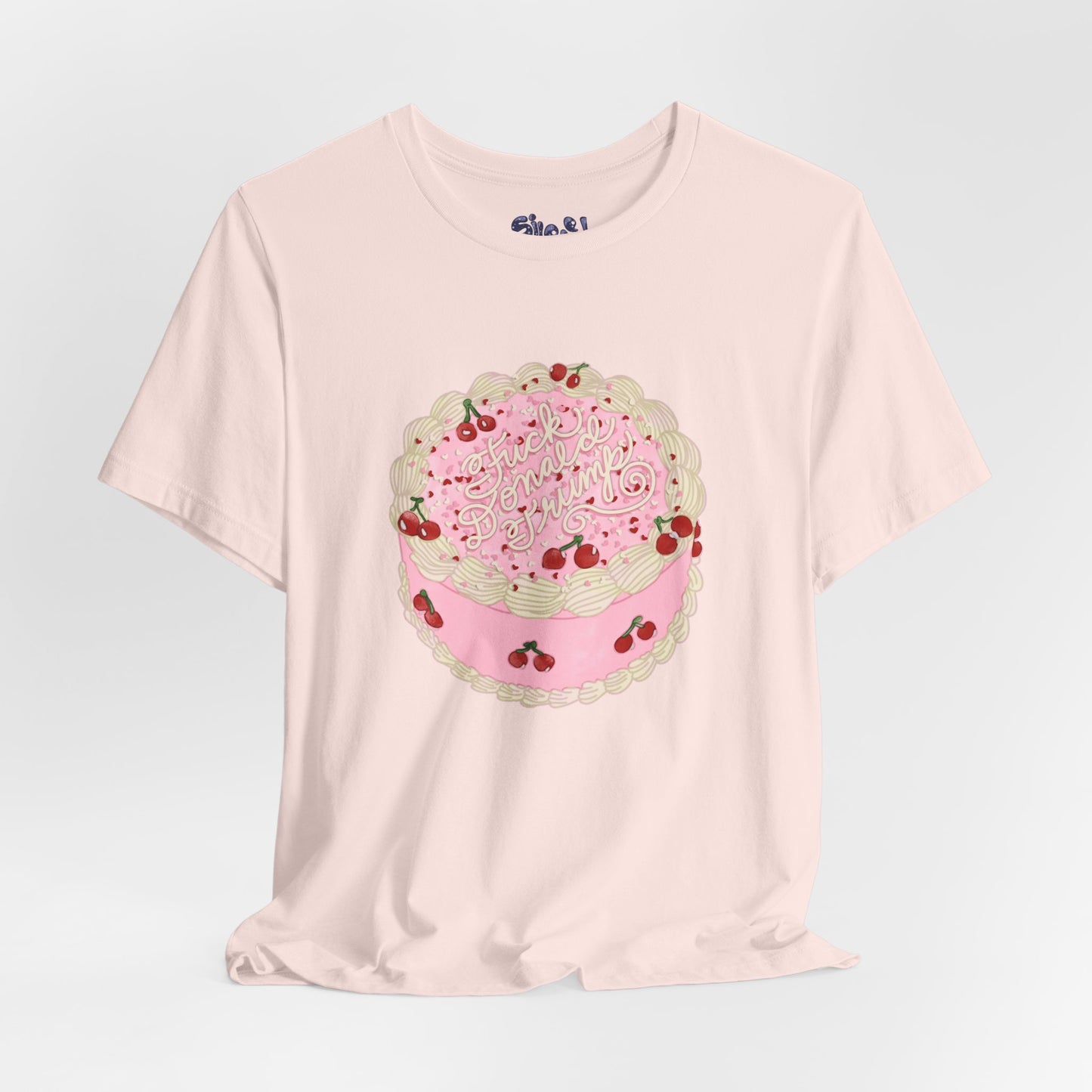 F**k Donald Trump Unisex Tee - Vintage Fancy Cake Shirt, Political MAGA Gift, Bakery Inspired Fashion, Kawaii Cherry Apparel, Liberal Leftist Baking Tee