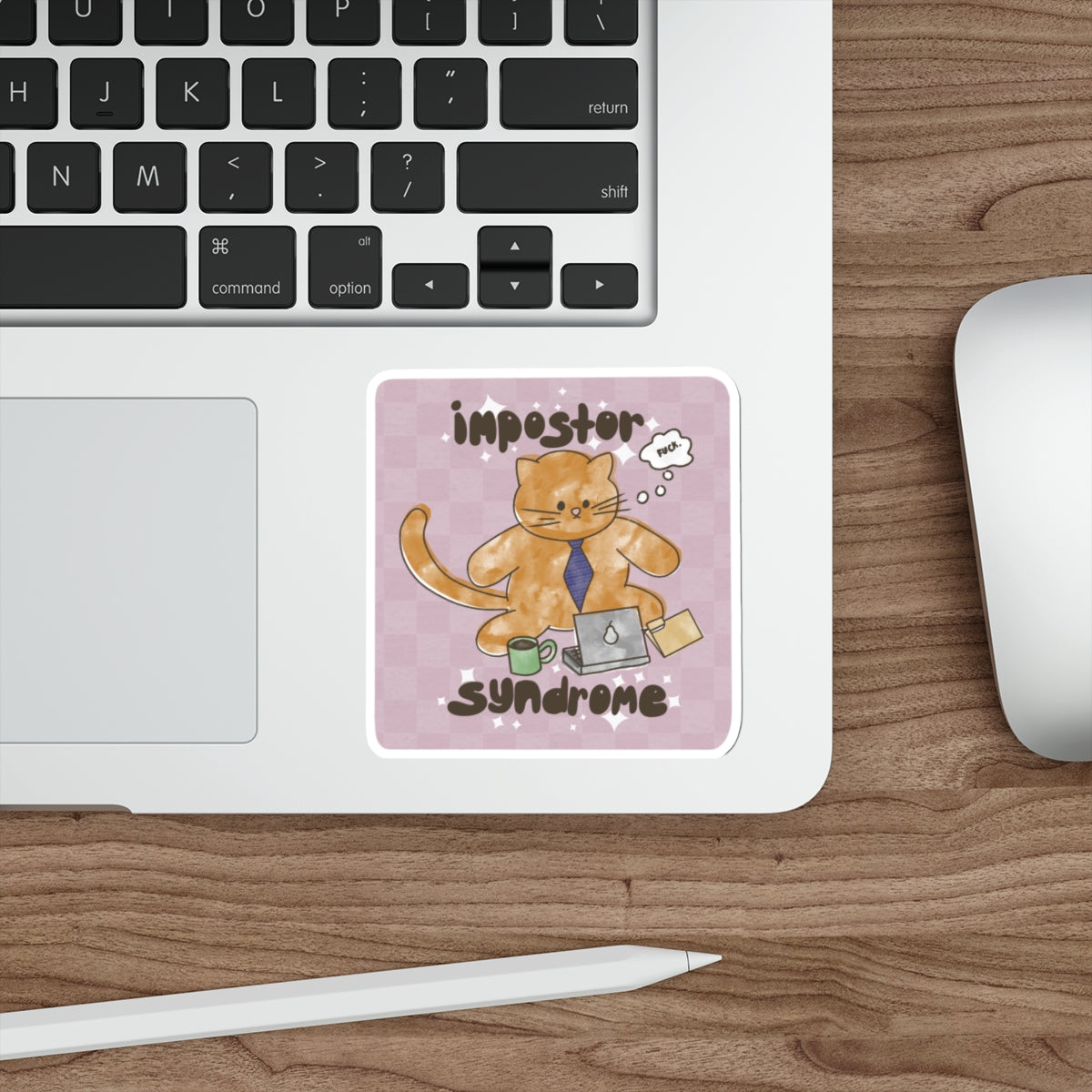Impostor Syndrome Die-Cut Stickers | Cute Cat Design, Motivational Gifts, Laptop Decal, Office Decor, Work Humor