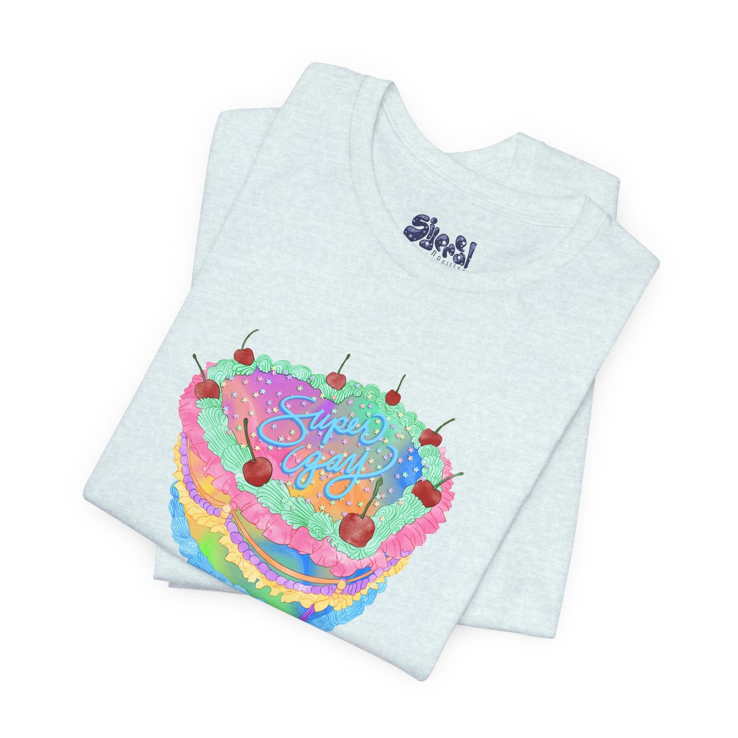 Super Gay Vintage Fancy Cake Tee, Unisex Pride Cakes T-Shirt, Gay Pride Baking Shirt, Casual Baker Apparel