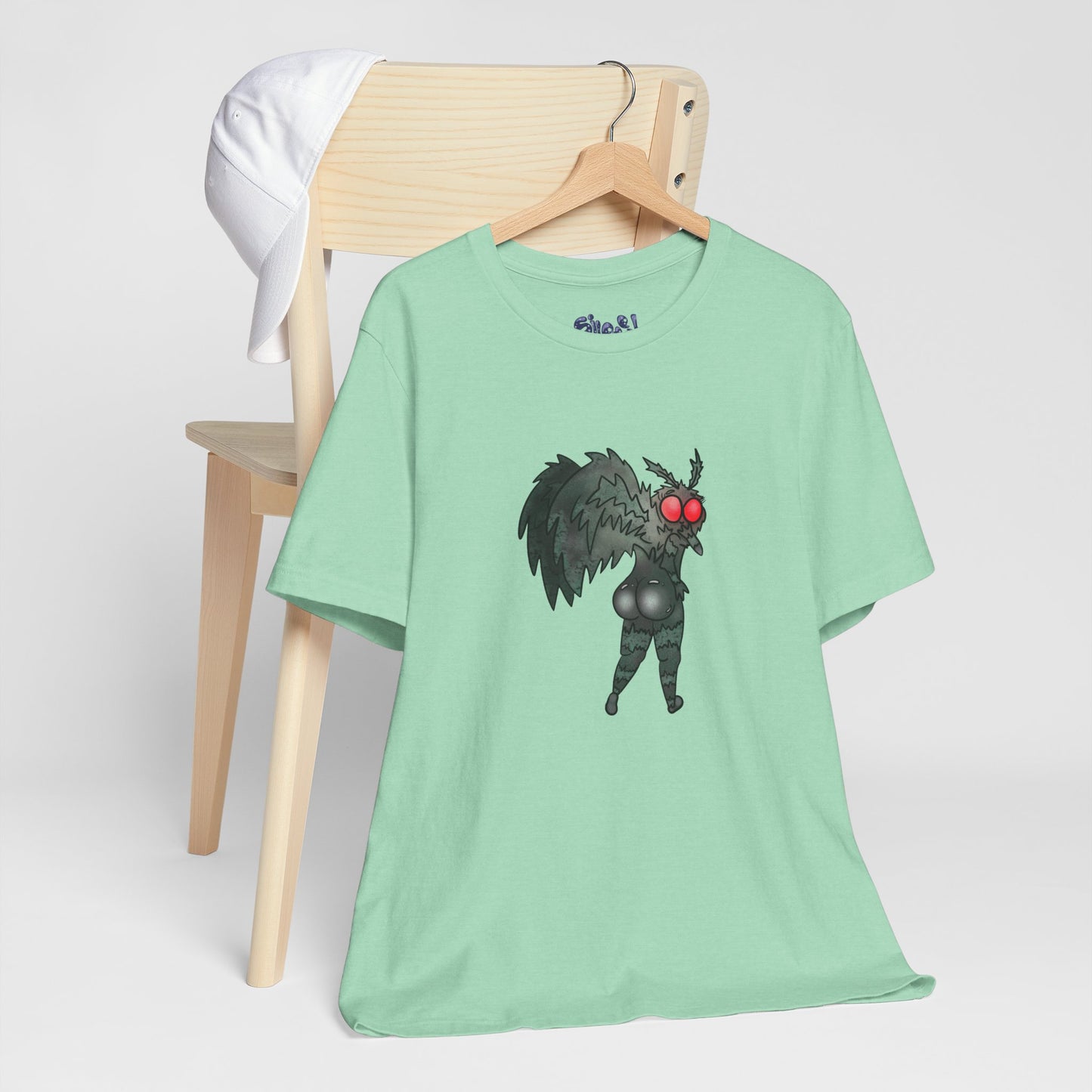 Sexy Mothman Whimsical Cryptid Short Sleeve Tee | Unique Graphic T-Shirt for Cryptid Fans, Horror Lovers, Folklore Shirt
