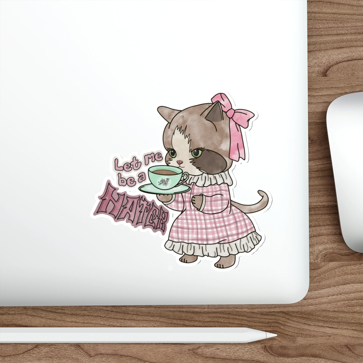 Let Me Be A Hater Waterproof Vinyl Die-Cut Stickers, Punk Cat Water Bottle Sticker, Kawaii Stickers, Grunge Laptop Stickers, Vintage Cat Gift