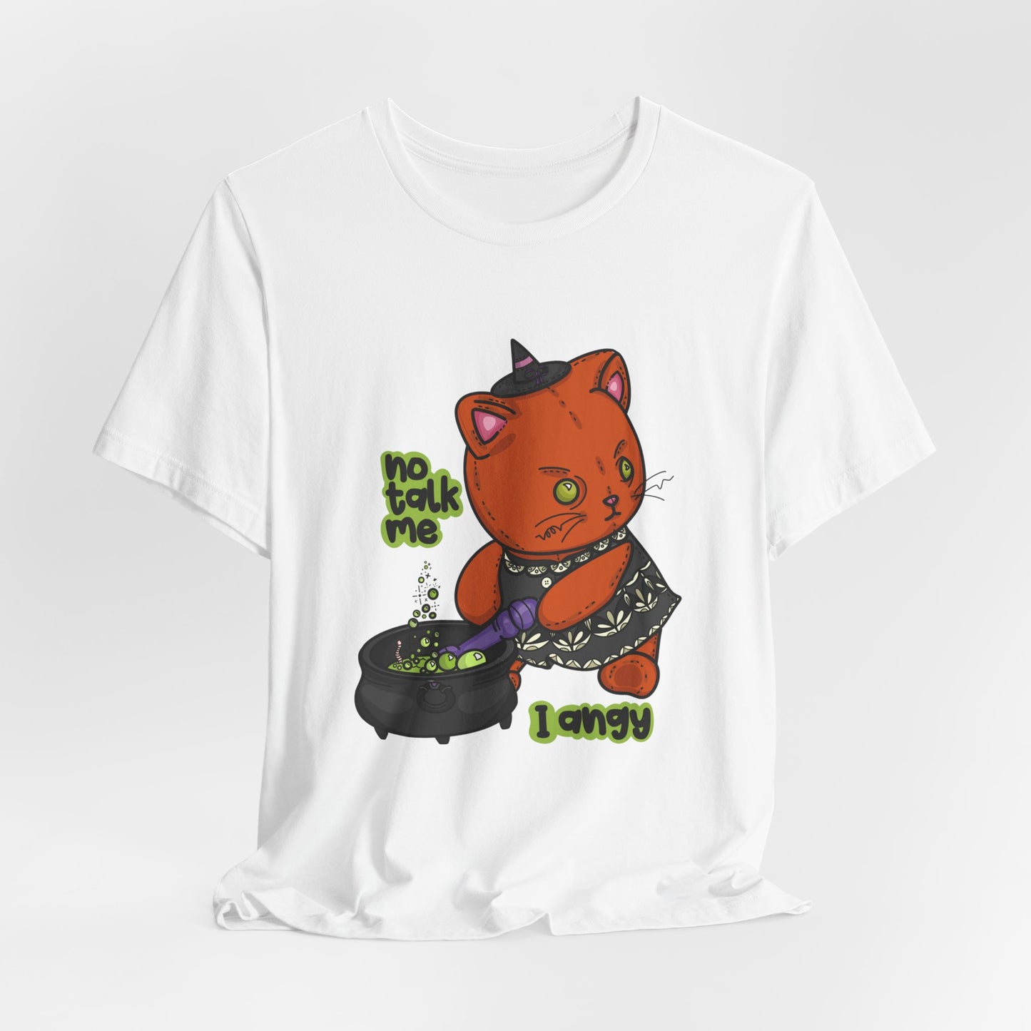 Witchy Cat “No Talk Me I Angy” Unisex Short Sleeve Shirt