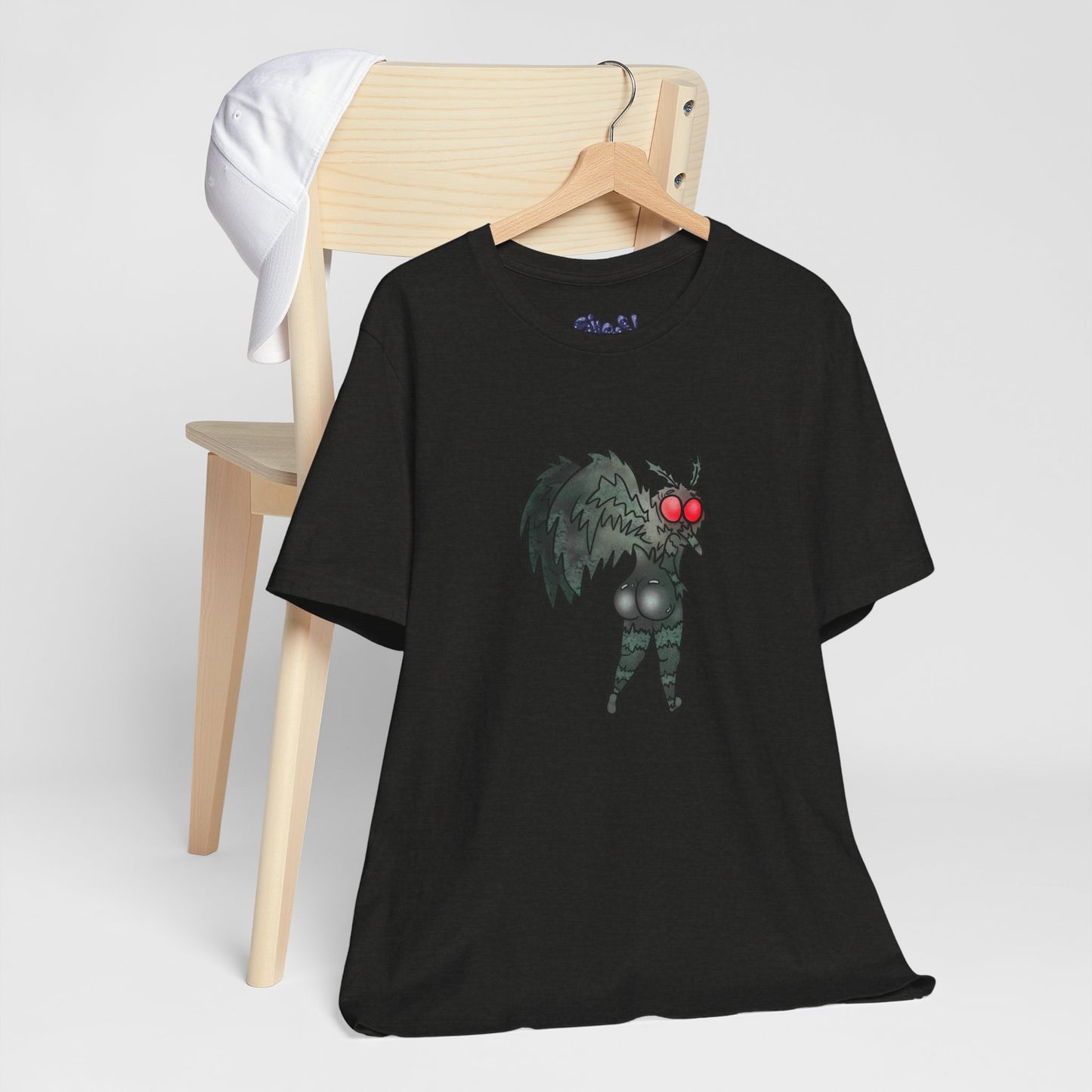 Sexy Mothman Whimsical Cryptid Short Sleeve Tee | Unique Graphic T-Shirt for Cryptid Fans, Horror Lovers, Folklore Shirt