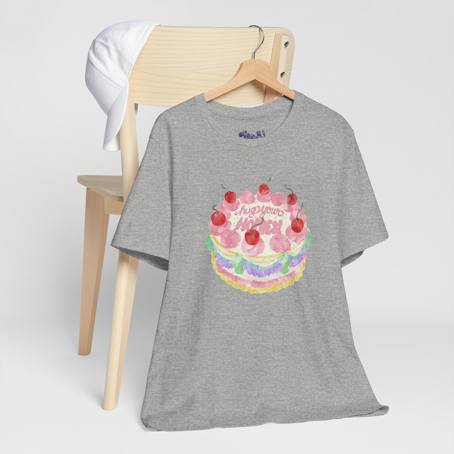 Hug Your Homies Cake Tee - Friendship T-Shirt, Mental Health Shirt, Gift for Teens, Baking Tee, Casual Wear