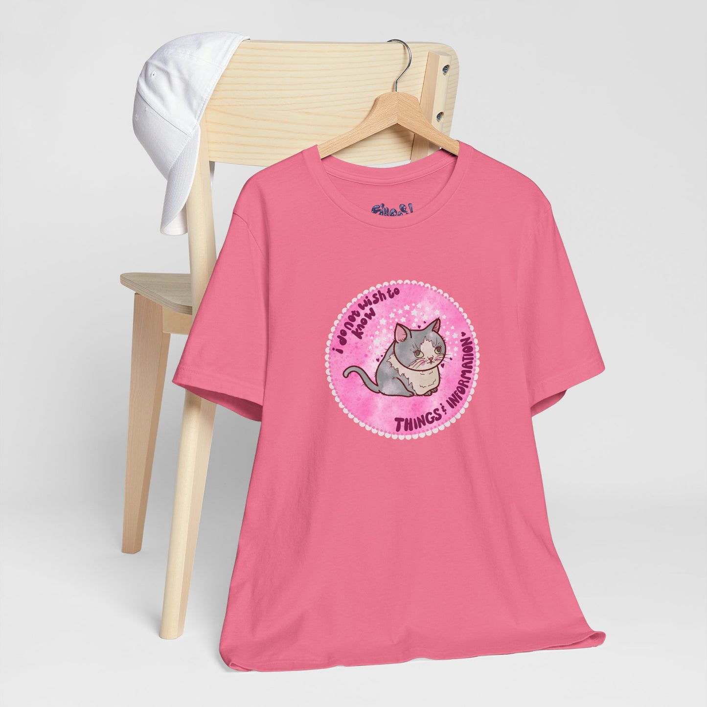 Cute Cat Tee, T-Shirt for Cat People, Things and Information, Mental Health, World Events, Cat Apparel With Funny Quote