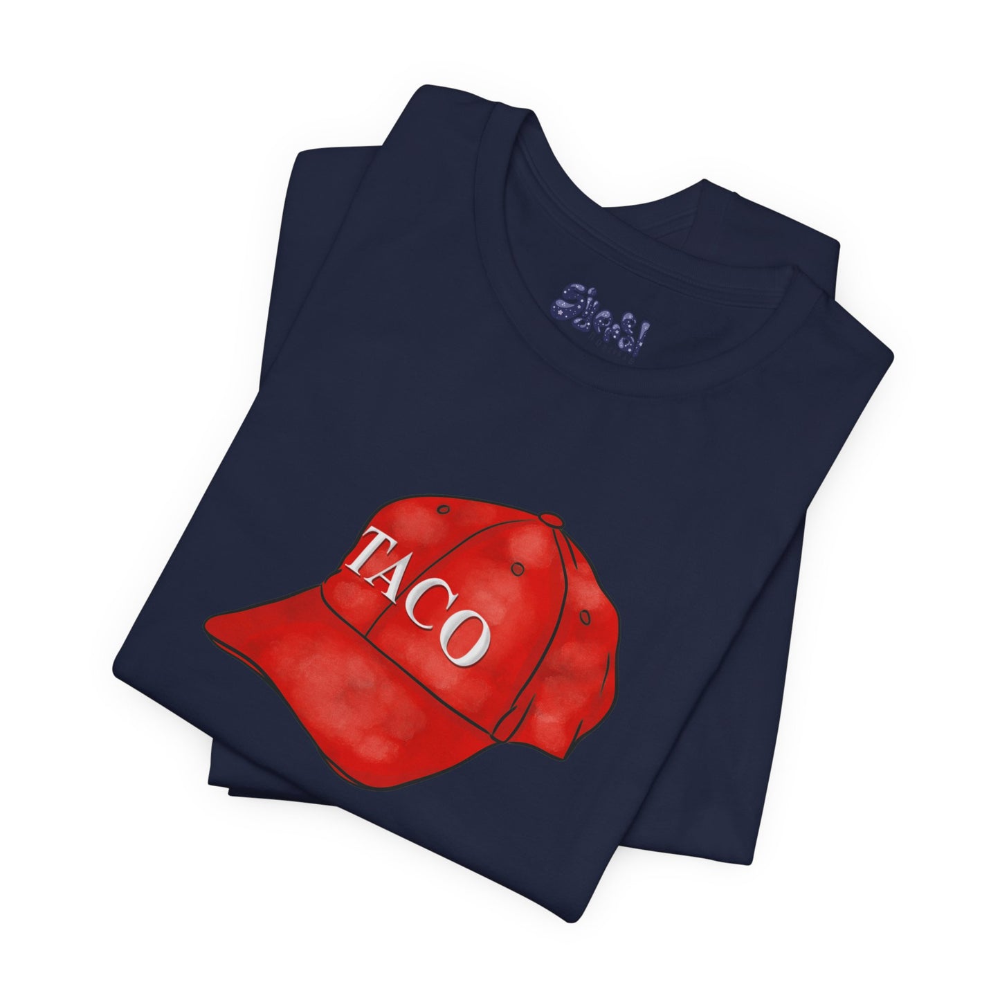 Taco Hat Tee, Trump Always Chickens Out Unisex Jersey Short Sleeve Tee, MAGA Hat, Funny Political Shirt, Liberal Leftist Gift