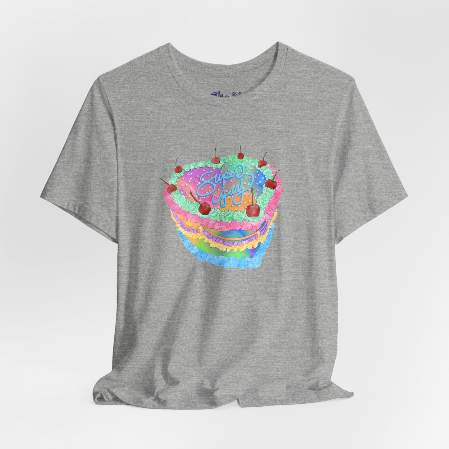 Super Gay Vintage Fancy Cake Tee, Unisex Pride Cakes T-Shirt, Gay Pride Baking Shirt, Casual Baker Apparel