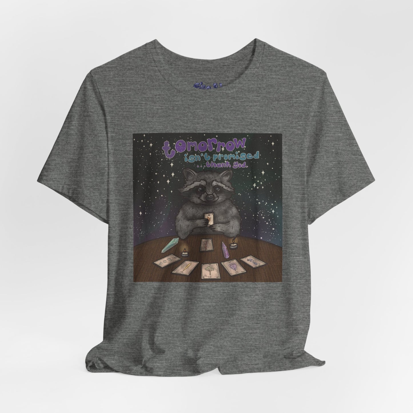 Cosmic Tarot Raccoon Tee - Whimsical Unisex T-Shirt, Trash Panda Gifts, Mystical Apparel, Quirky Casual Wear