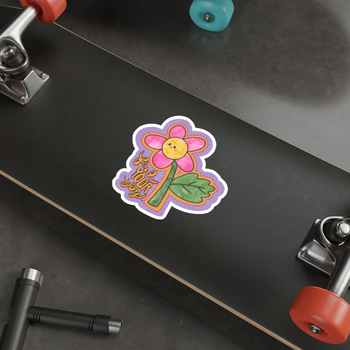 Find Your Joy Joyful Flower Waterproof Vinyl Die-Cut Stickers, Cute Floral Sticker, Mental Health Laptop Decor, Self-Care Gifts, Positive Vibes
