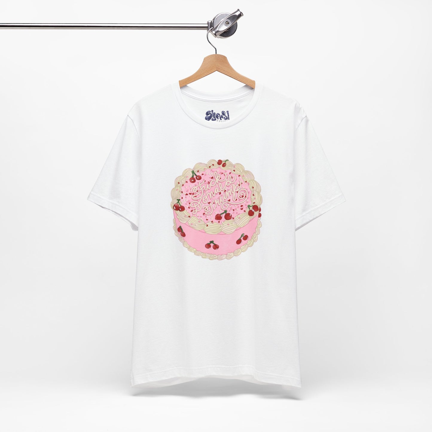 F**k Donald Trump Unisex Tee - Vintage Fancy Cake Shirt, Political MAGA Gift, Bakery Inspired Fashion, Kawaii Cherry Apparel, Liberal Leftist Baking Tee