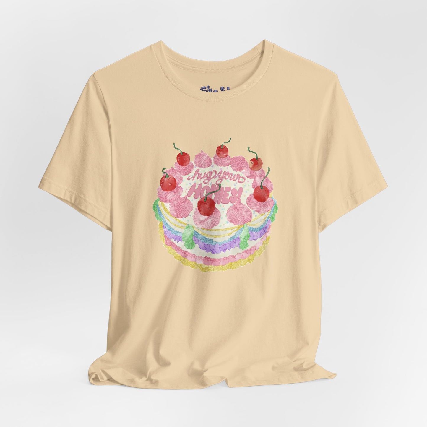Hug Your Homies Cake Tee - Friendship T-Shirt, Mental Health Shirt, Gift for Teens, Baking Tee, Casual Wear