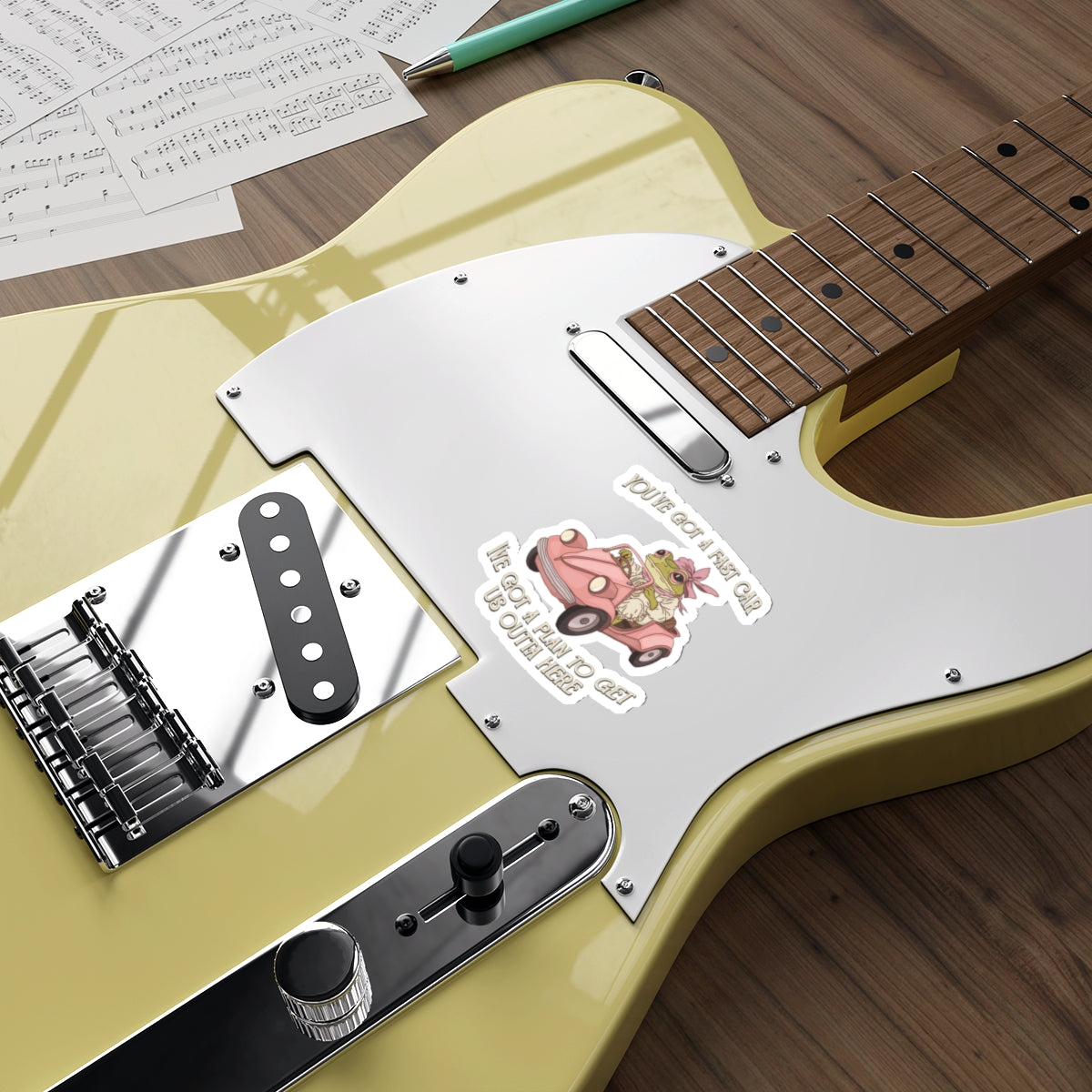 Cute Frog Waterproof Vinyl Die-Cut Stickers - 90s y2k Style, Fast Car, Perfect for Laptops, Water Bottles, Journals, Gifts