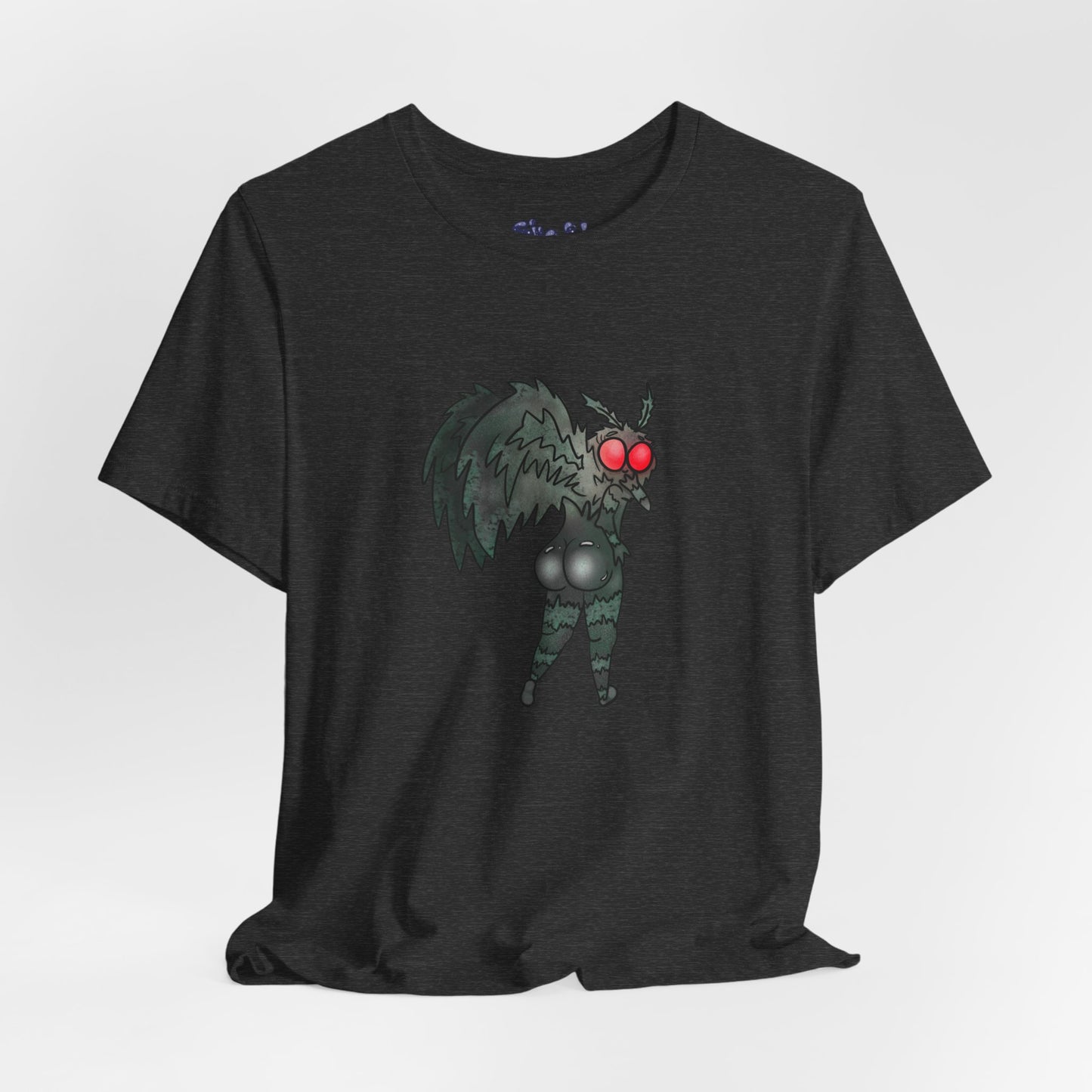 Sexy Mothman Whimsical Cryptid Short Sleeve Tee | Unique Graphic T-Shirt for Cryptid Fans, Horror Lovers, Folklore Shirt