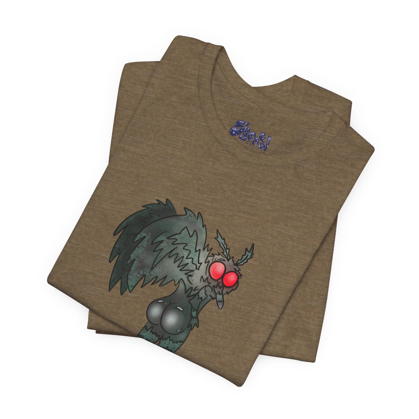 Sexy Mothman Whimsical Cryptid Short Sleeve Tee | Unique Graphic T-Shirt for Cryptid Fans, Horror Lovers, Folklore Shirt
