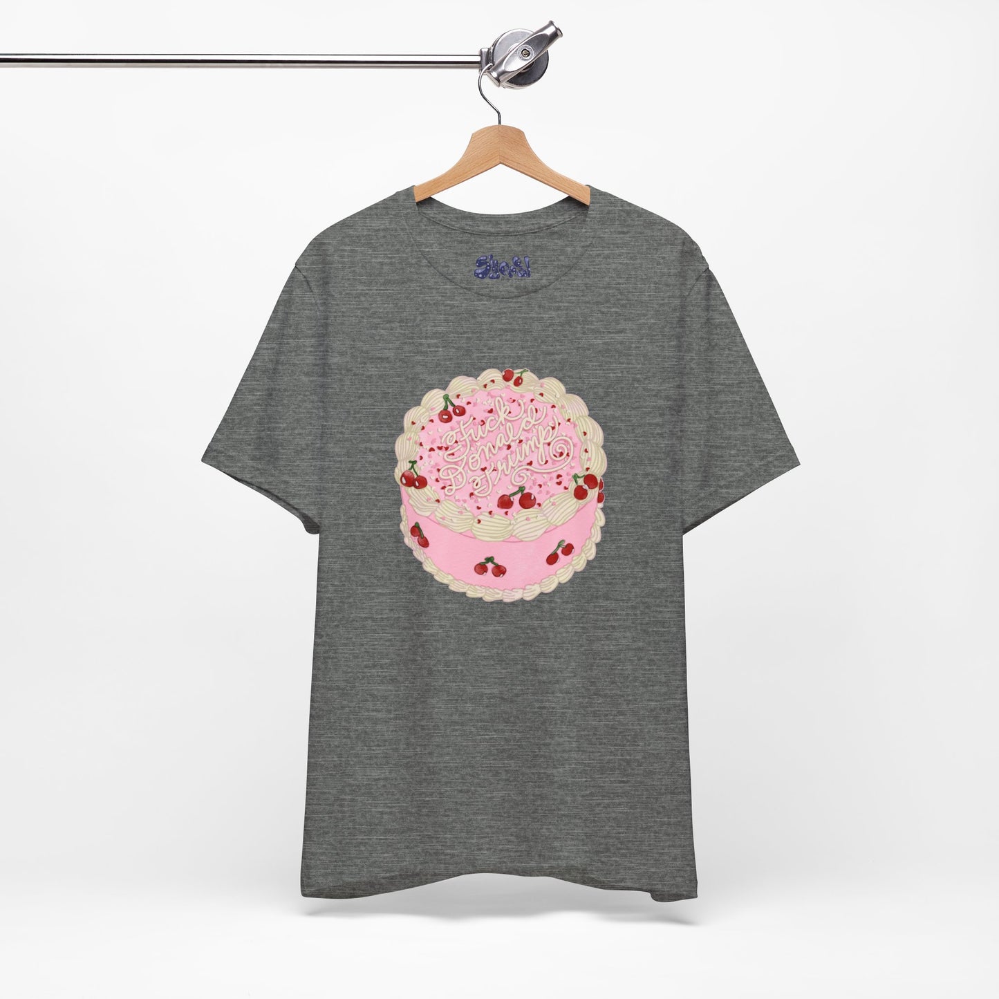 F**k Donald Trump Unisex Tee - Vintage Fancy Cake Shirt, Political MAGA Gift, Bakery Inspired Fashion, Kawaii Cherry Apparel, Liberal Leftist Baking Tee