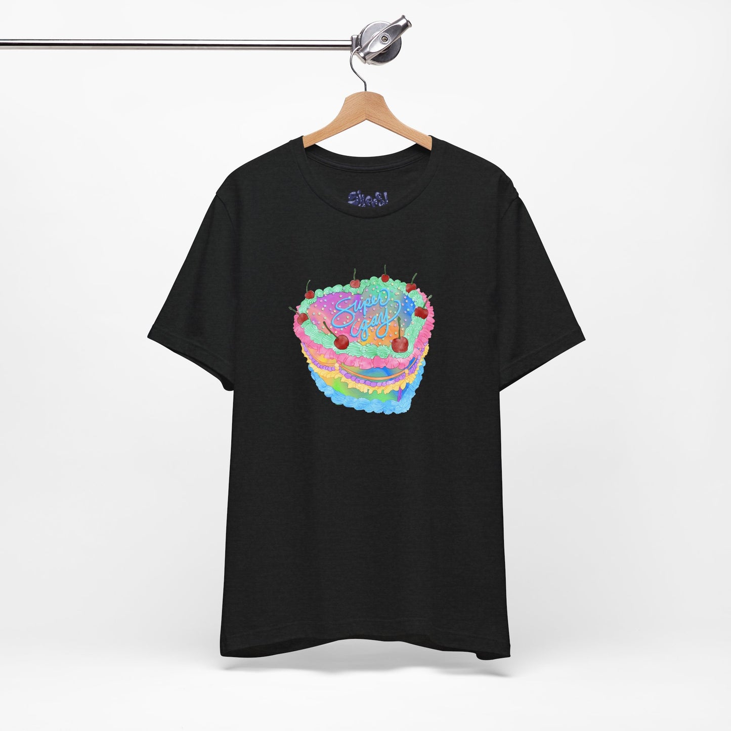 Super Gay Vintage Fancy Cake Tee, Unisex Pride Cakes T-Shirt, Gay Pride Baking Shirt, Casual Baker Apparel