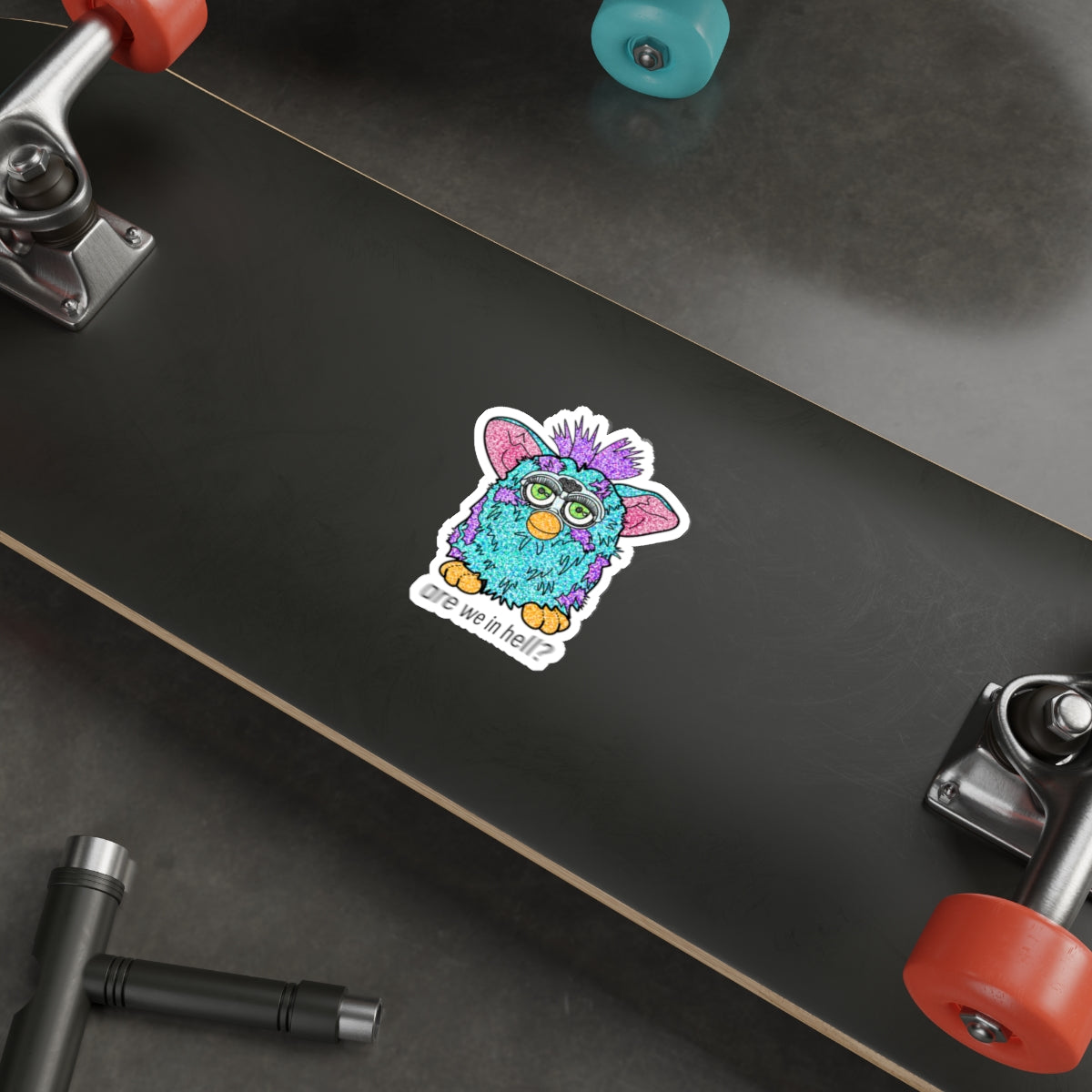 ‘Are We in Hell?' Retro Furby Premium Die-Cut Water Resistant Vinyl Sticker