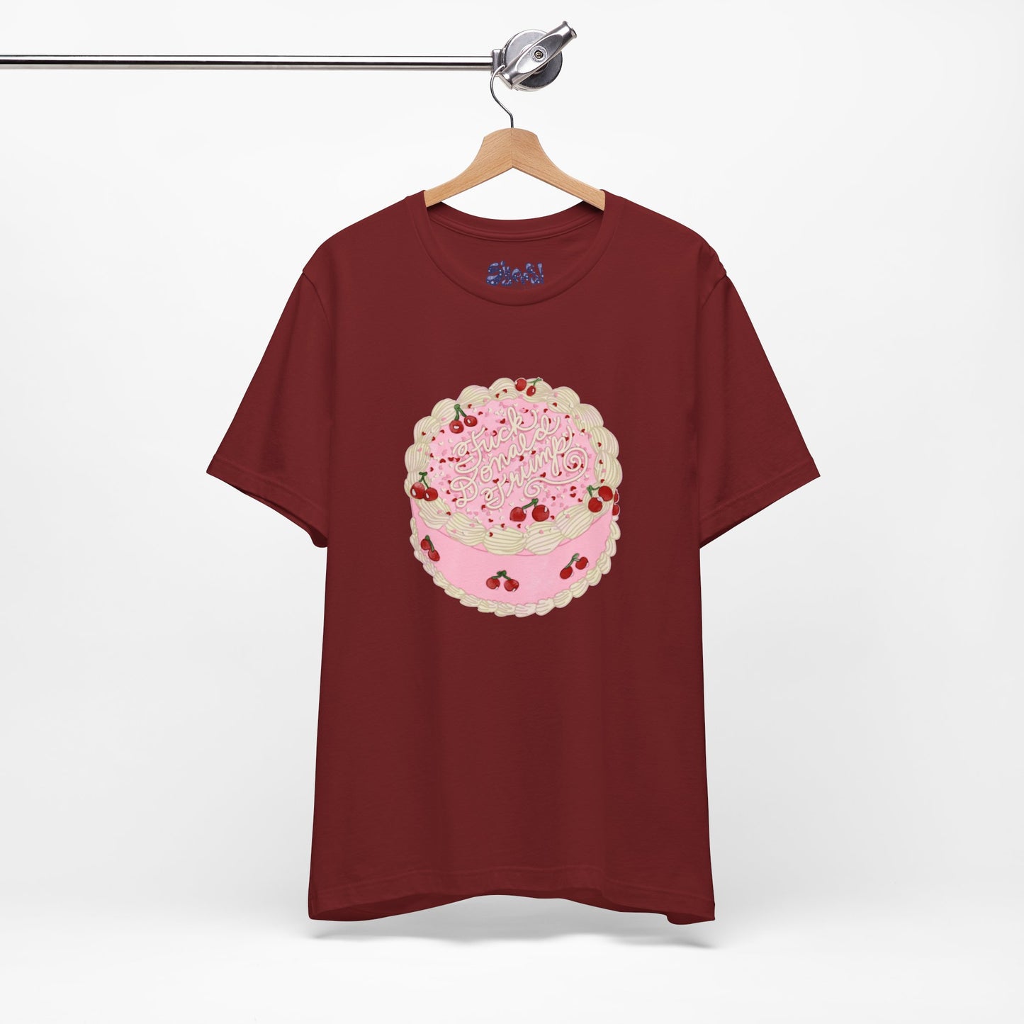 F**k Donald Trump Unisex Tee - Vintage Fancy Cake Shirt, Political MAGA Gift, Bakery Inspired Fashion, Kawaii Cherry Apparel, Liberal Leftist Baking Tee