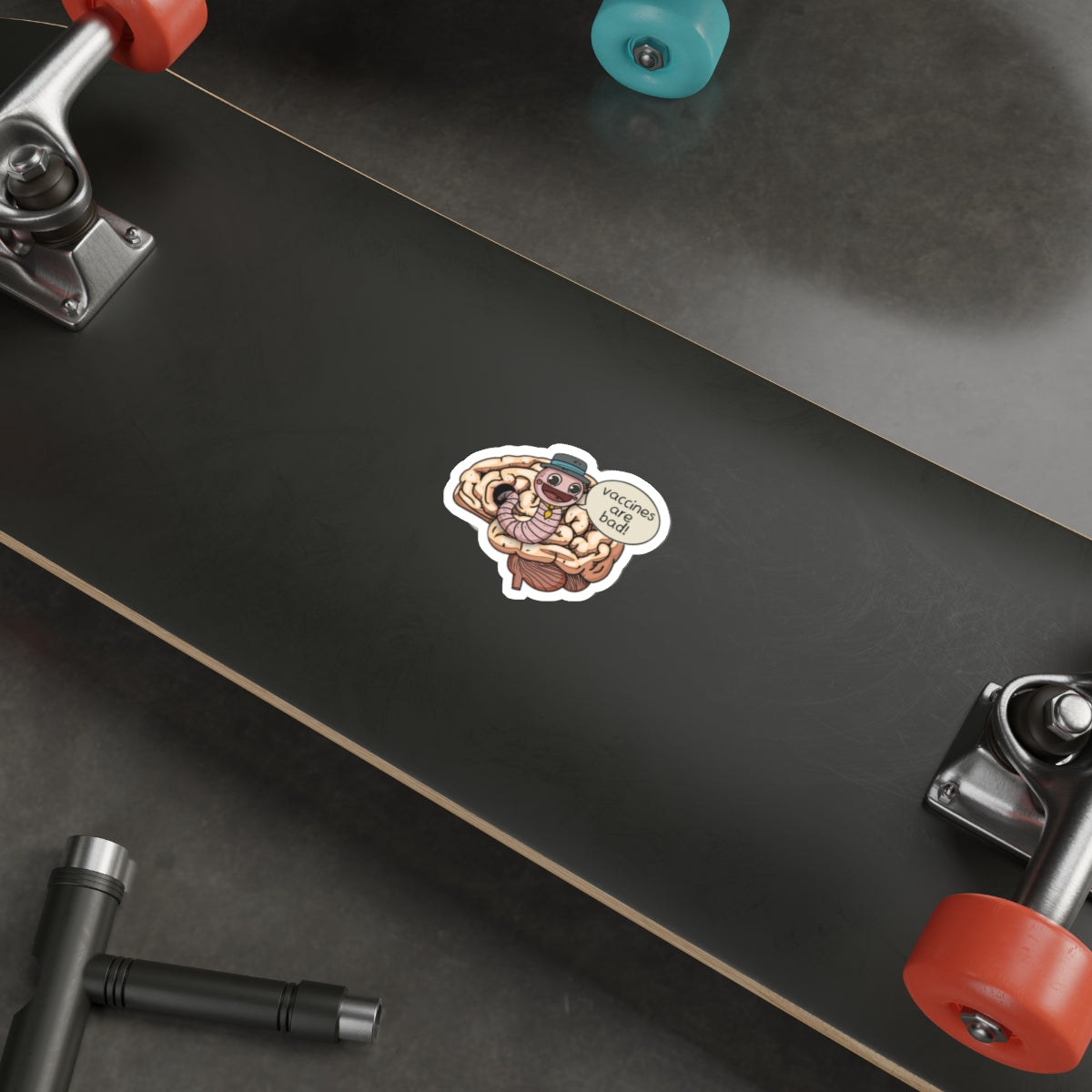 Brain Worm Guy Vaccines Bad Premium Waterproof Vinyl Die-Cut Stickers, RFK MAHA Laptop Decor, Quirky Gift Idea, Vaccine Humor Stickers
