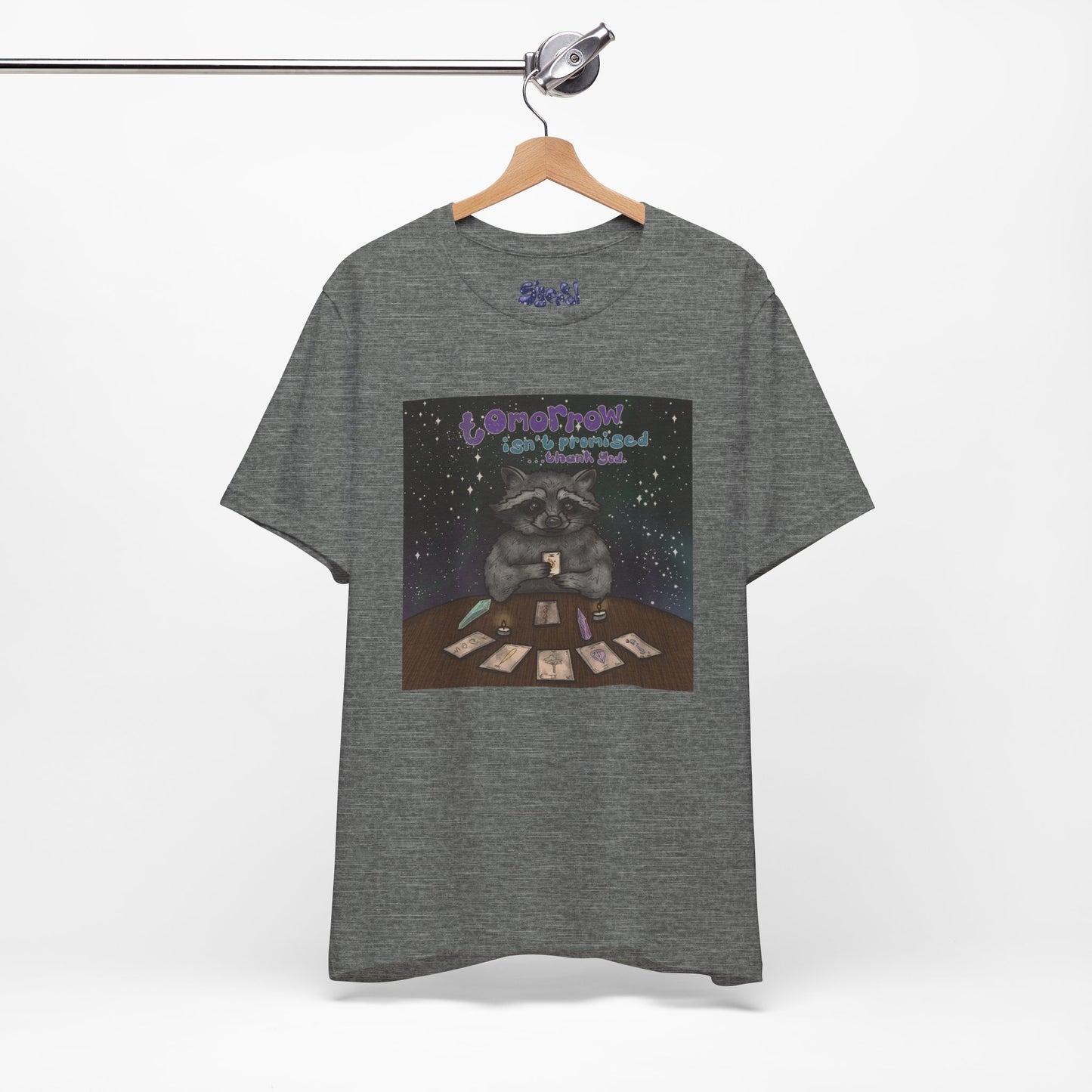 Cosmic Tarot Raccoon Tee - Whimsical Unisex T-Shirt, Trash Panda Gifts, Mystical Apparel, Quirky Casual Wear
