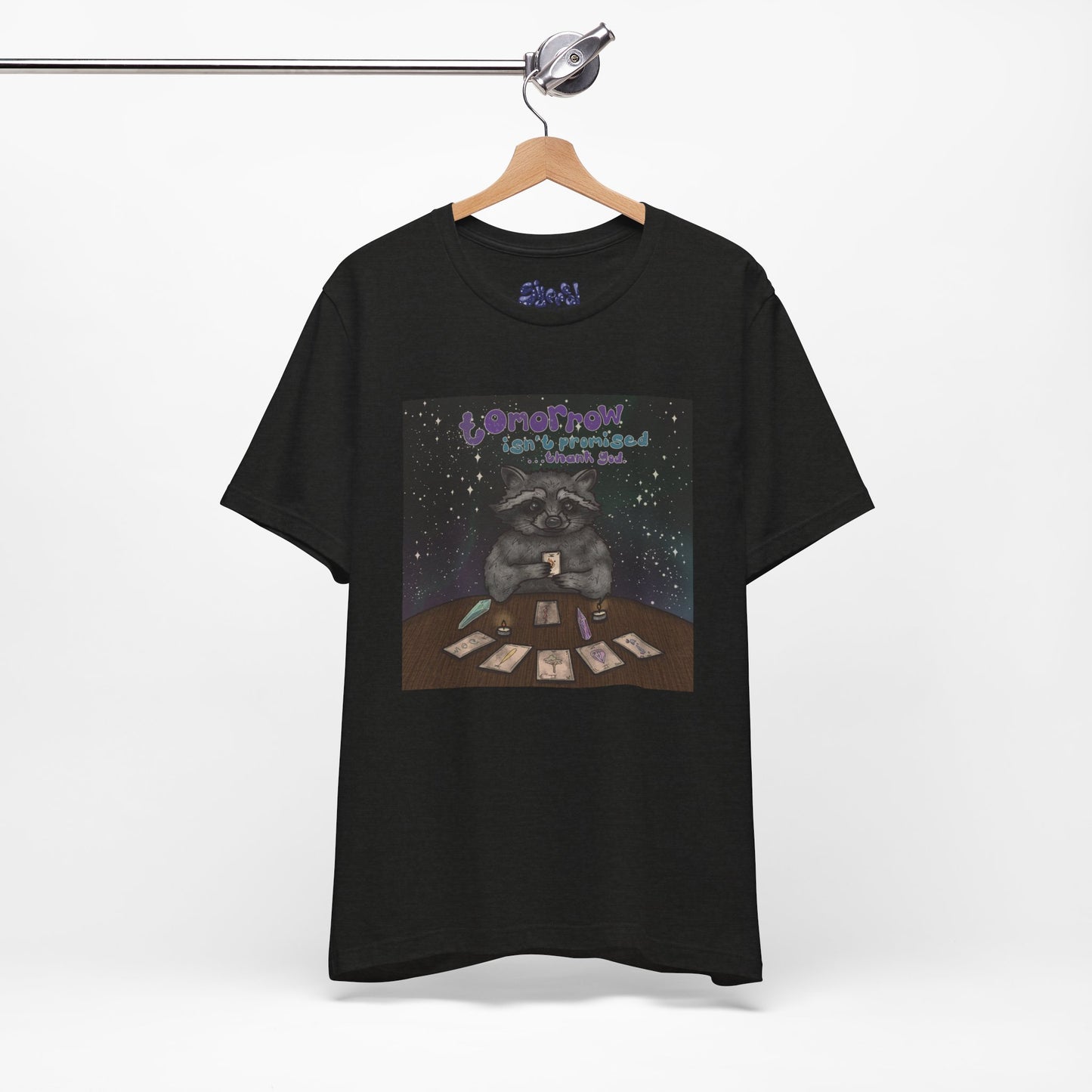 Cosmic Tarot Raccoon Tee - Whimsical Unisex T-Shirt, Trash Panda Gifts, Mystical Apparel, Quirky Casual Wear