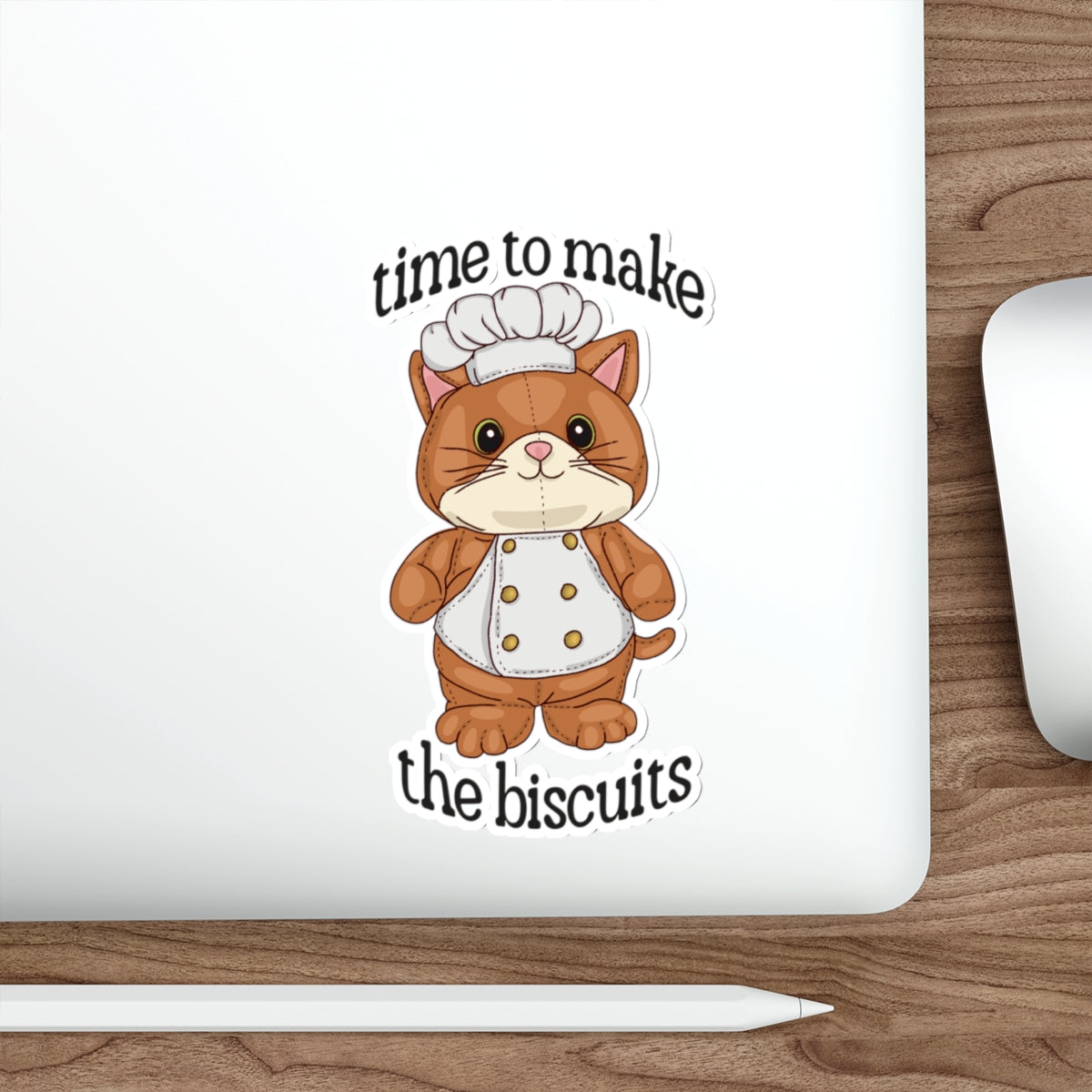 Adorable Cat Chef Waterproof Vinyl Die-Cut Stickers - Cat Lovers, Perfect for Home, School, Water Bottles - Time to Make The Biscuits!