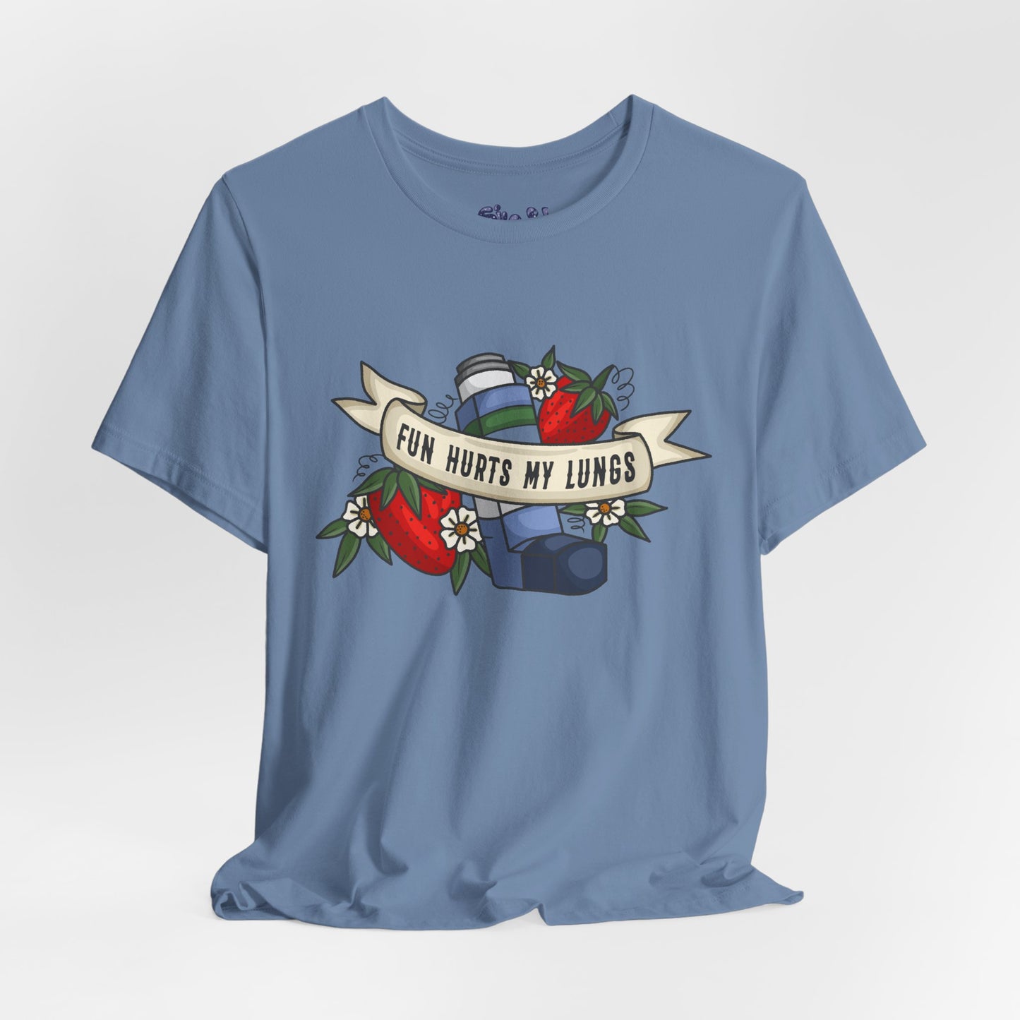 Fun Hurts My Lungs Asthma Awareness Tee, Unisex Jersey T-Shirt, Funny Asthma Shirt, Retro Tattoo Style Gift, Casual Everyday Wear