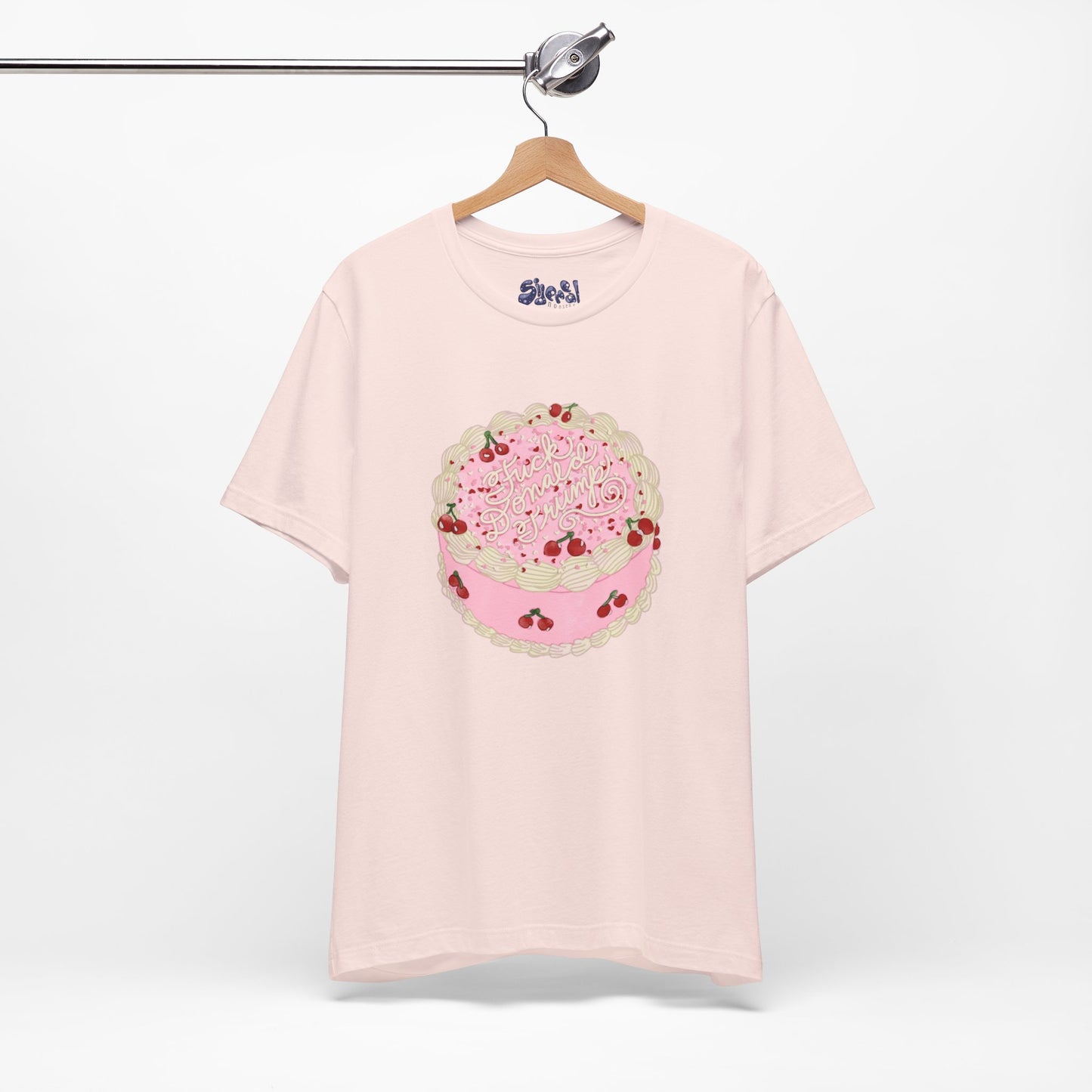 F**k Donald Trump Unisex Tee - Vintage Fancy Cake Shirt, Political MAGA Gift, Bakery Inspired Fashion, Kawaii Cherry Apparel, Liberal Leftist Baking Tee