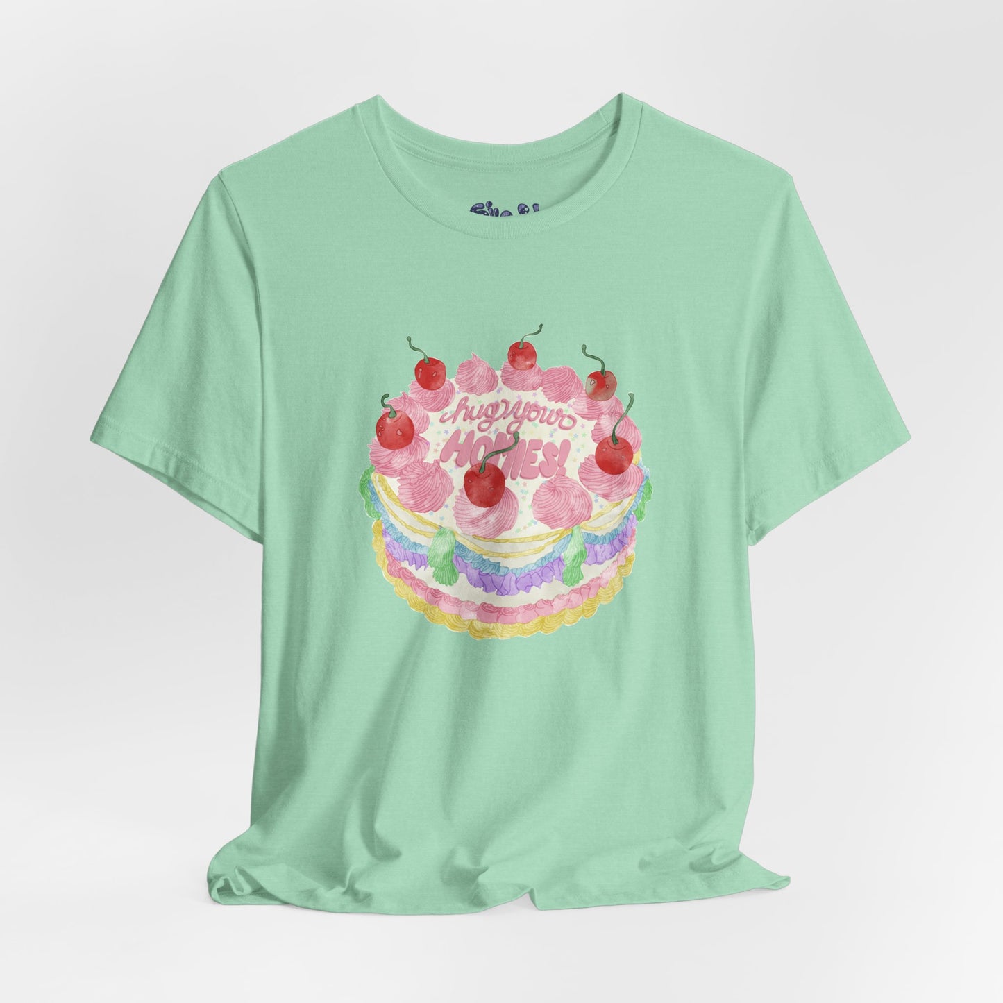 Hug Your Homies Cake Tee - Friendship T-Shirt, Mental Health Shirt, Gift for Teens, Baking Tee, Casual Wear