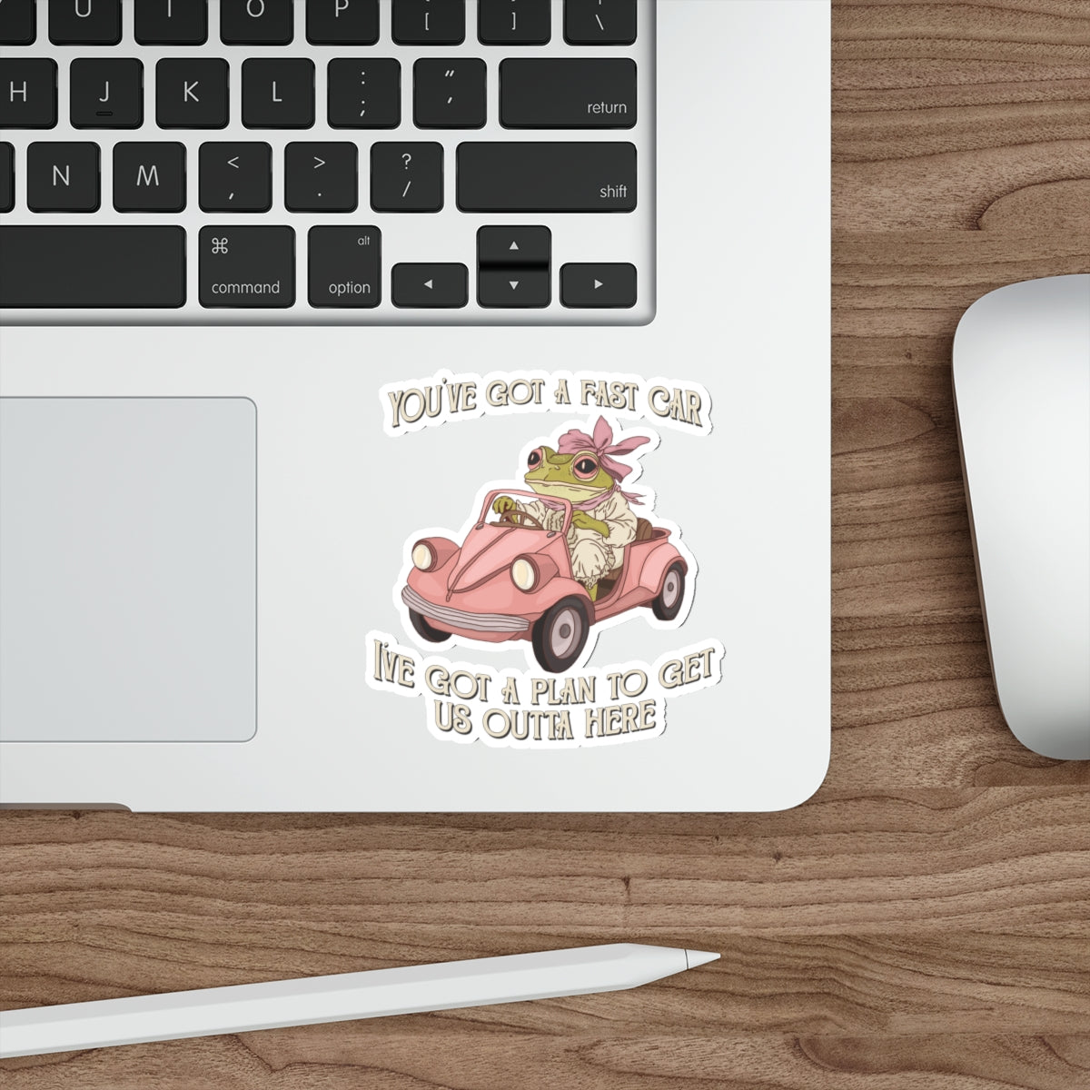 Cute Frog Waterproof Vinyl Die-Cut Stickers - 90s y2k Style, Fast Car, Perfect for Laptops, Water Bottles, Journals, Gifts