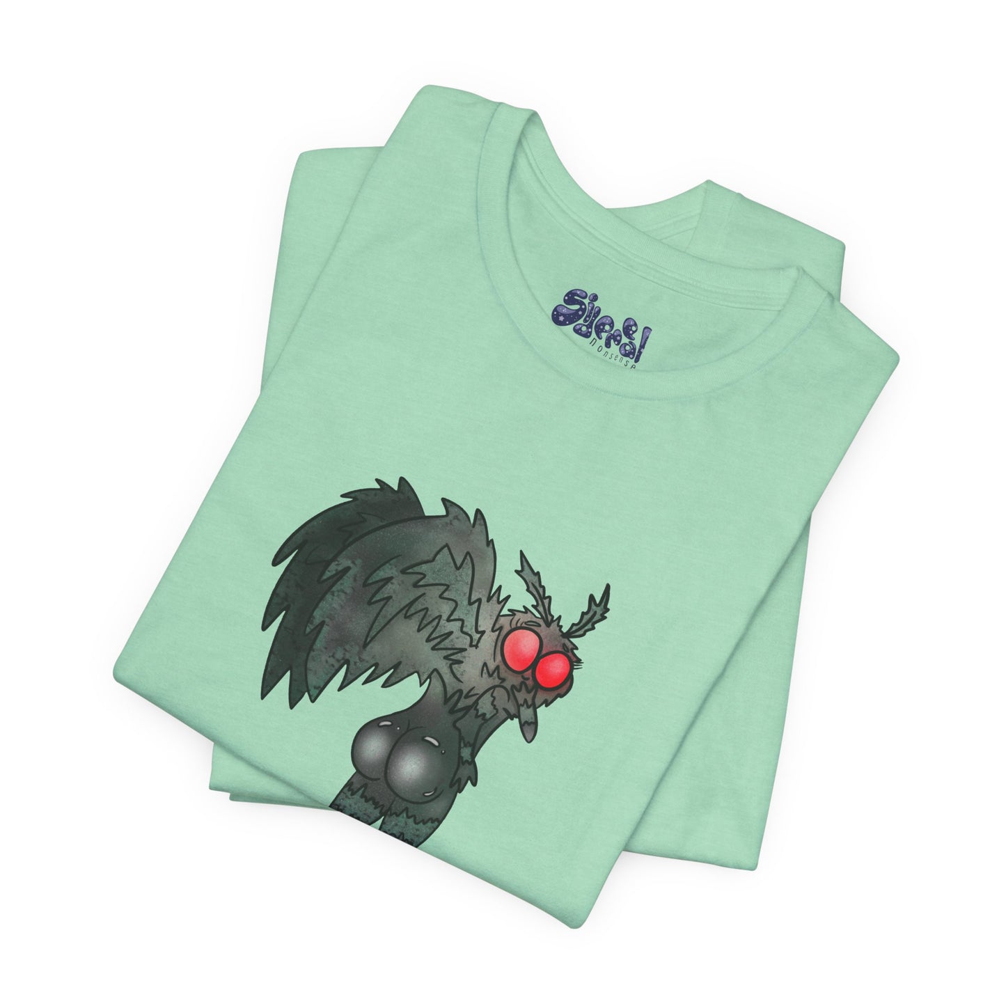 Sexy Mothman Whimsical Cryptid Short Sleeve Tee | Unique Graphic T-Shirt for Cryptid Fans, Horror Lovers, Folklore Shirt
