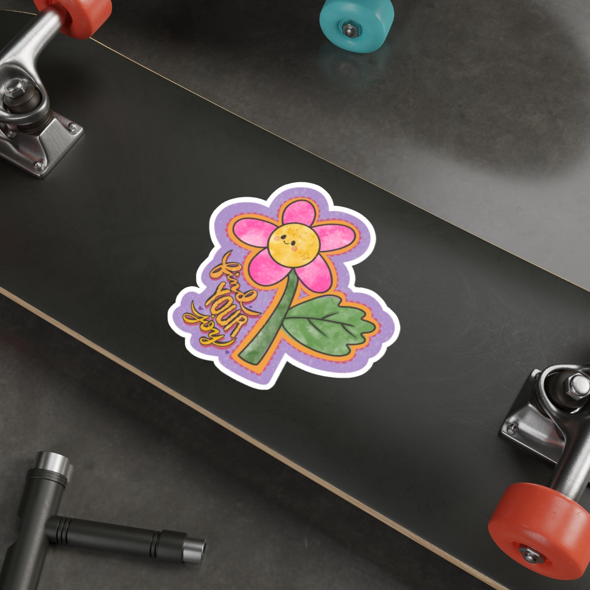 Find Your Joy Joyful Flower Waterproof Vinyl Die-Cut Stickers, Cute Floral Sticker, Mental Health Laptop Decor, Self-Care Gifts, Positive Vibes