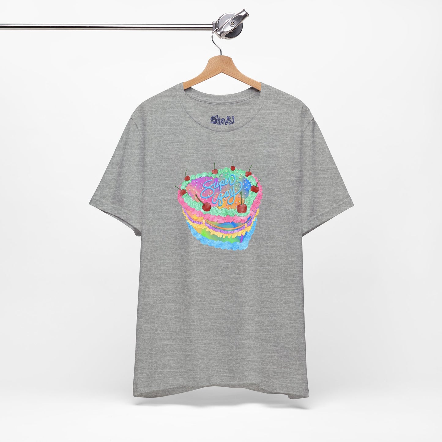 Super Gay Vintage Fancy Cake Tee, Unisex Pride Cakes T-Shirt, Gay Pride Baking Shirt, Casual Baker Apparel