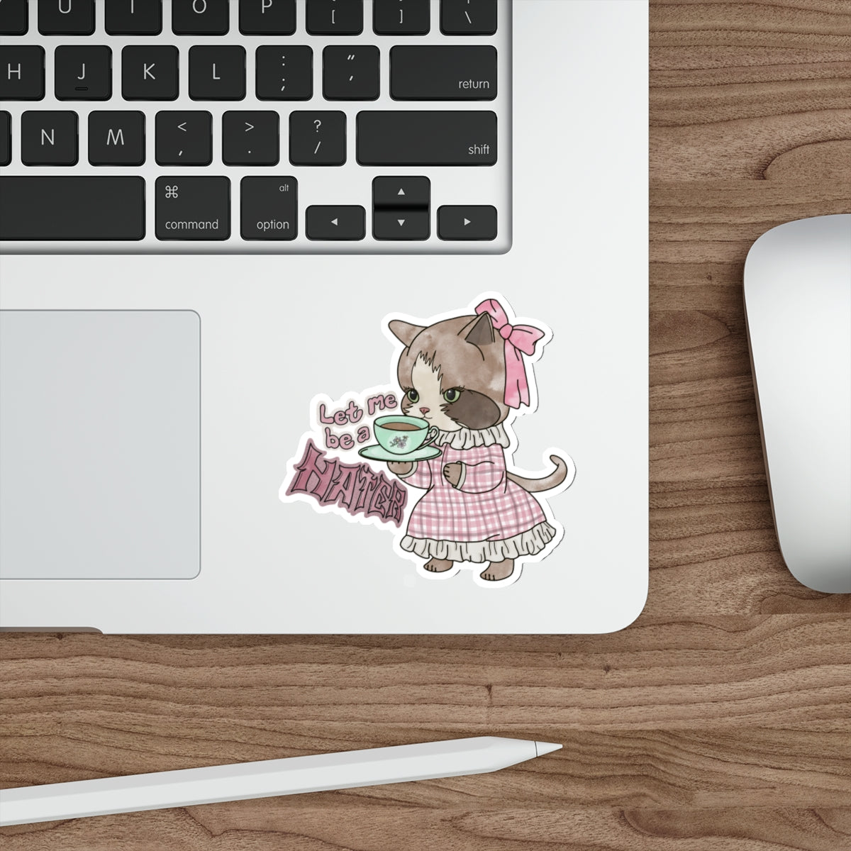 Let Me Be A Hater Waterproof Vinyl Die-Cut Stickers, Punk Cat Water Bottle Sticker, Kawaii Stickers, Grunge Laptop Stickers, Vintage Cat Gift