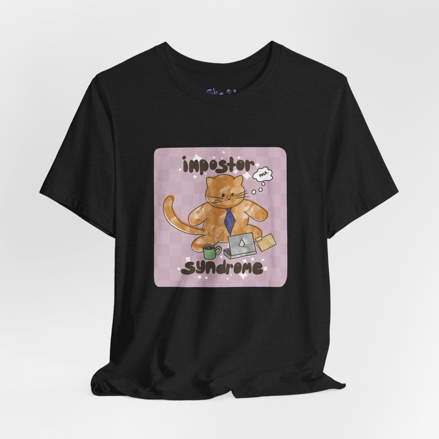 Funny Cat Tee, Impostor Syndrome Unisex Jersey Shirt, Gift for Cat Lovers, Funny Office Apparel, Work Humor