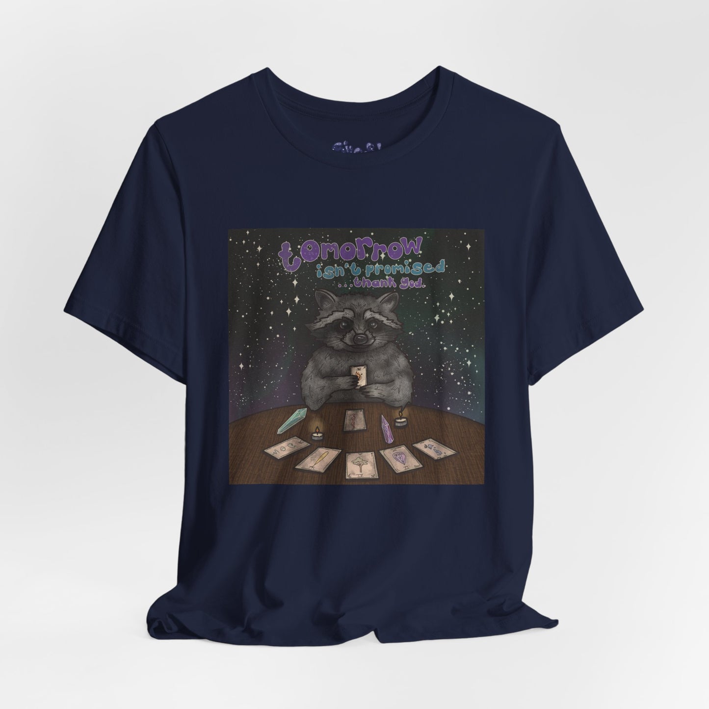 Cosmic Tarot Raccoon Tee - Whimsical Unisex T-Shirt, Trash Panda Gifts, Mystical Apparel, Quirky Casual Wear