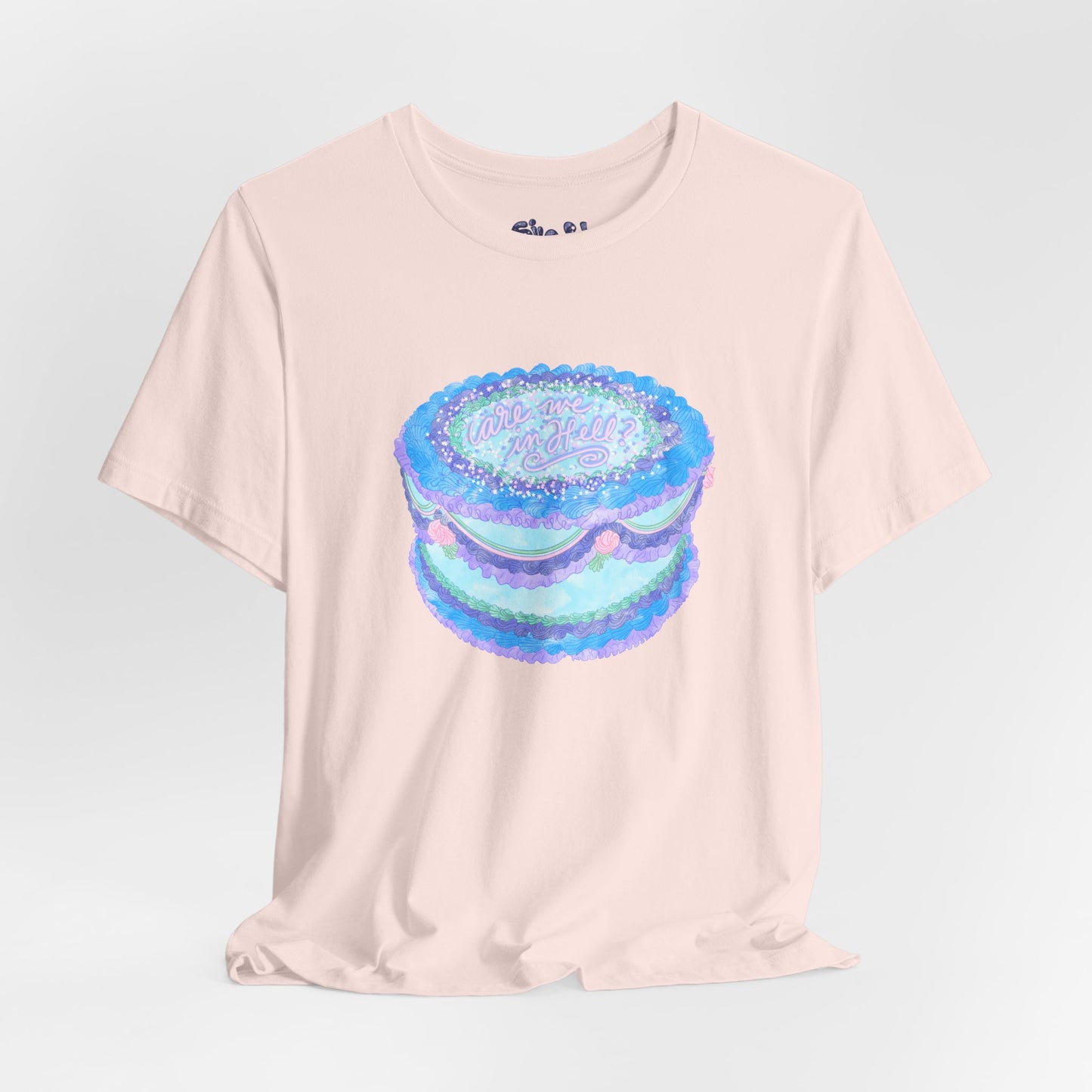 Are We In Hell Cake Unisex Jersey Tee, Quirky Baking Graphic T-Shirt, Vintage Fancy Cake Apparel, Casual Wear for Bakers